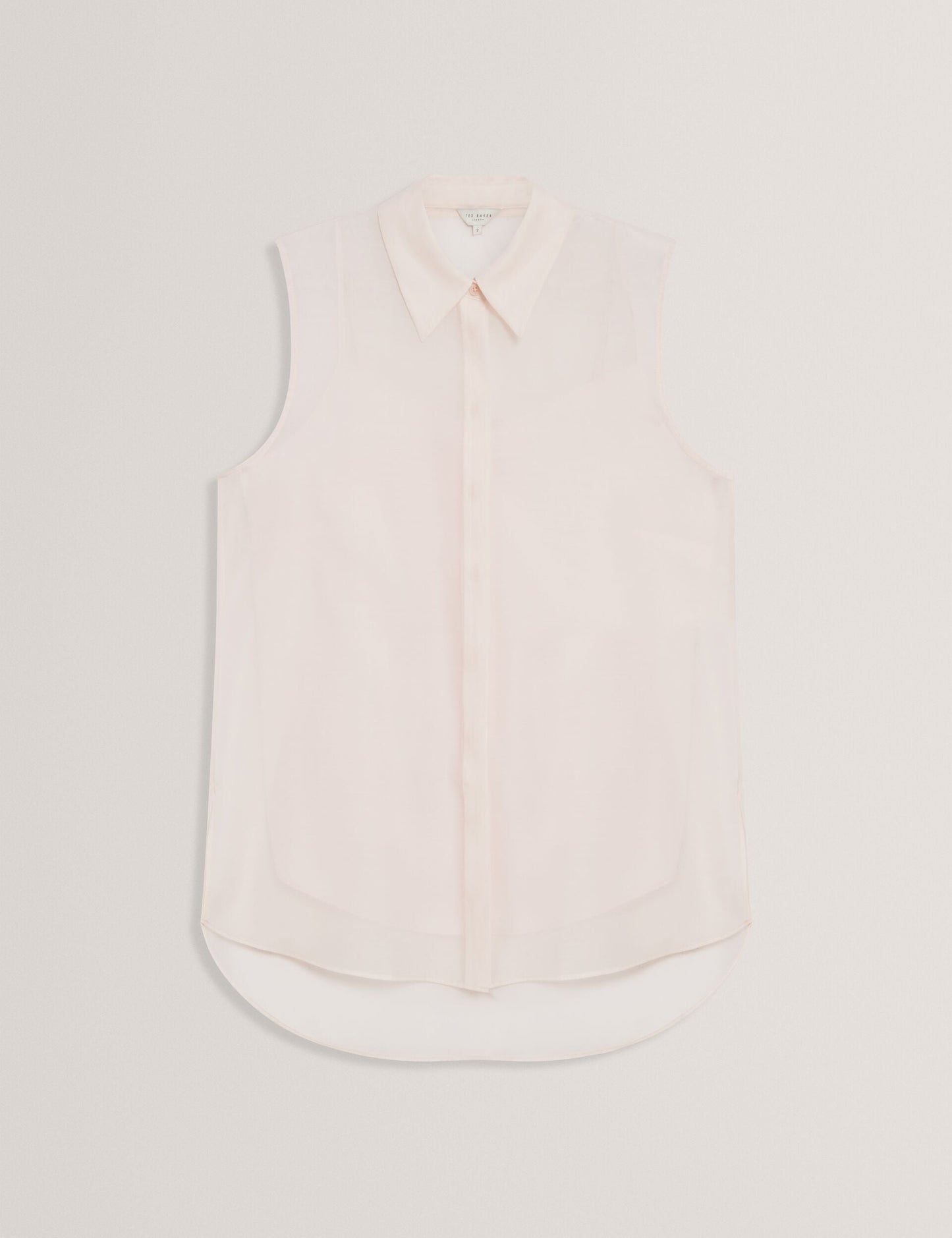 Ted Baker NORELLA - Sheer Organza Longline Sleeveless Blouse PALE PINK