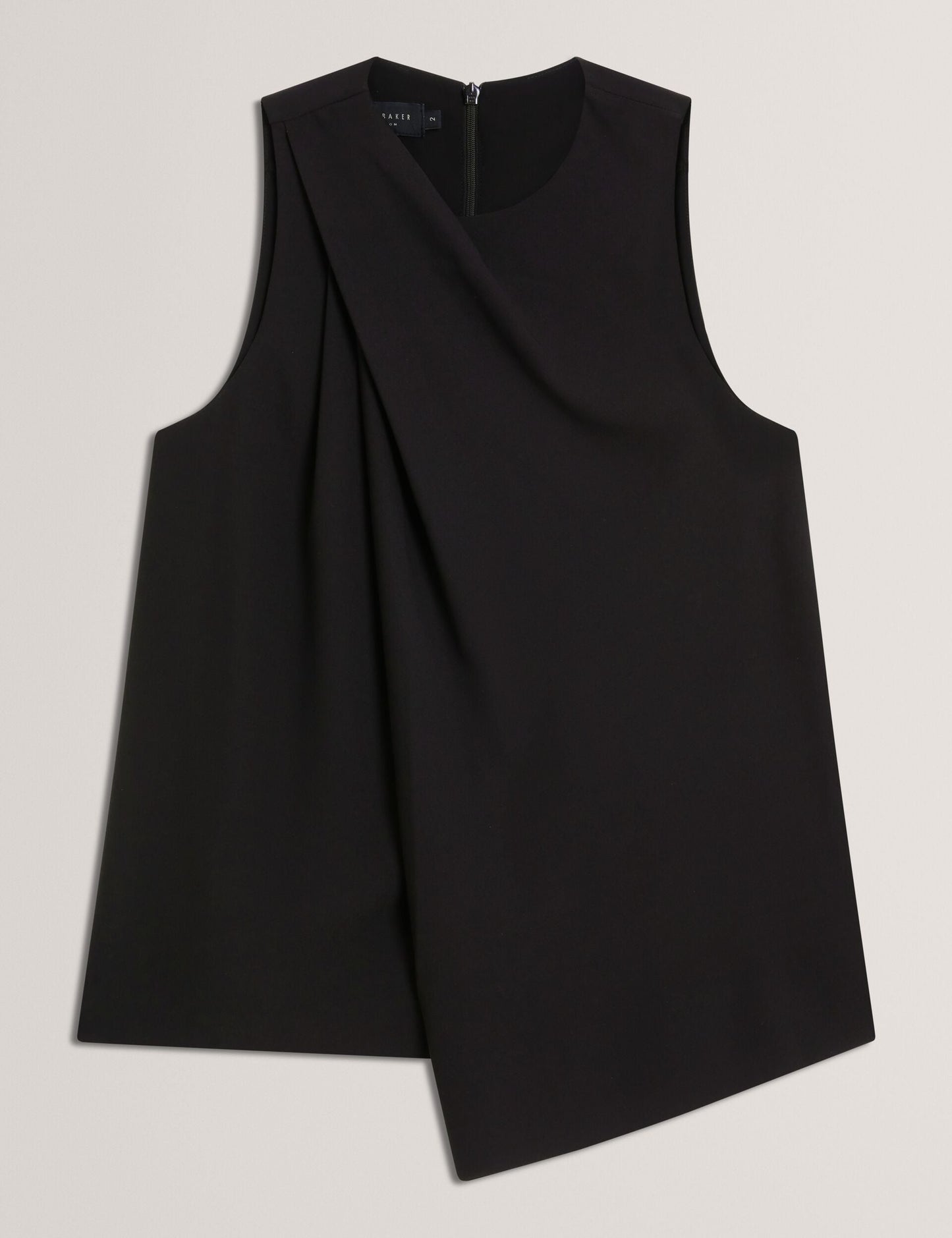 Ted Baker ICANA - Draped Front Asymmetric Sleeveless Top BLACK