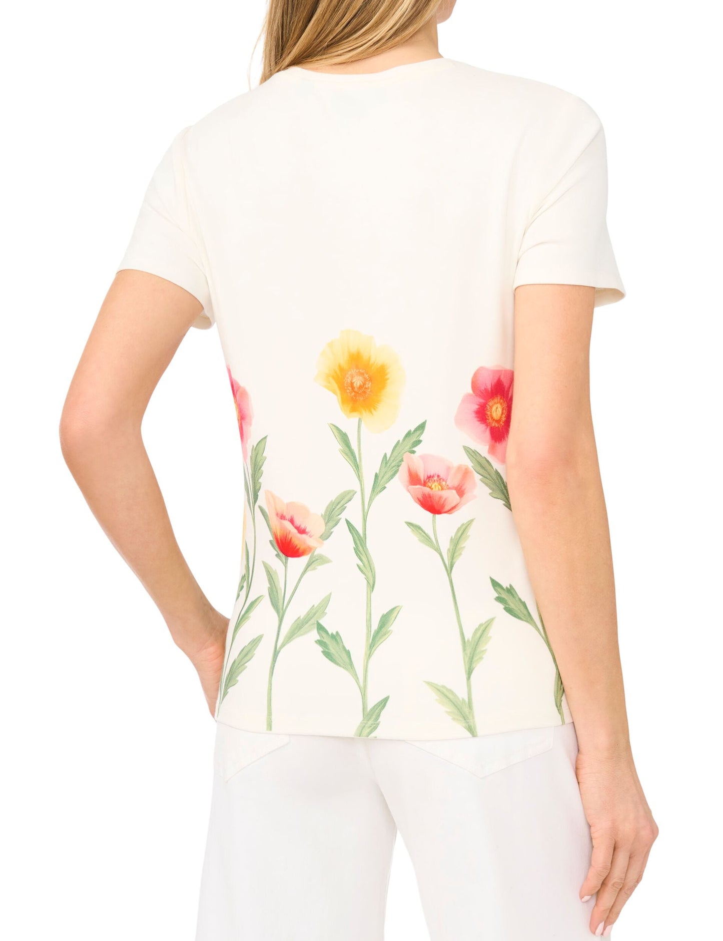 Ted Baker WILLOW Floral Border Crew Neck T-Shirt IVORY