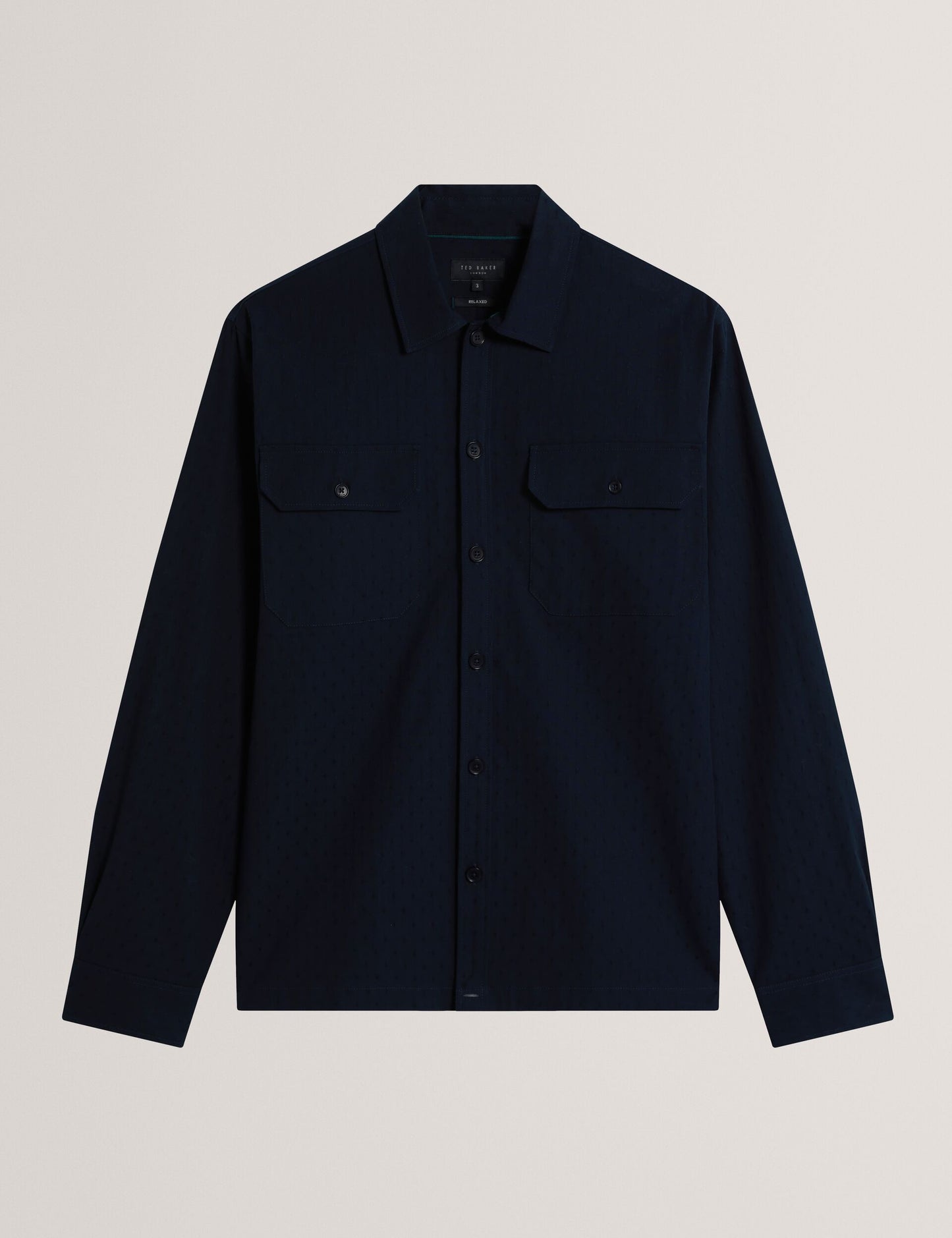 Ted Baker LEVON Jacquard Dotted Texture Utility Overshirt NAVY