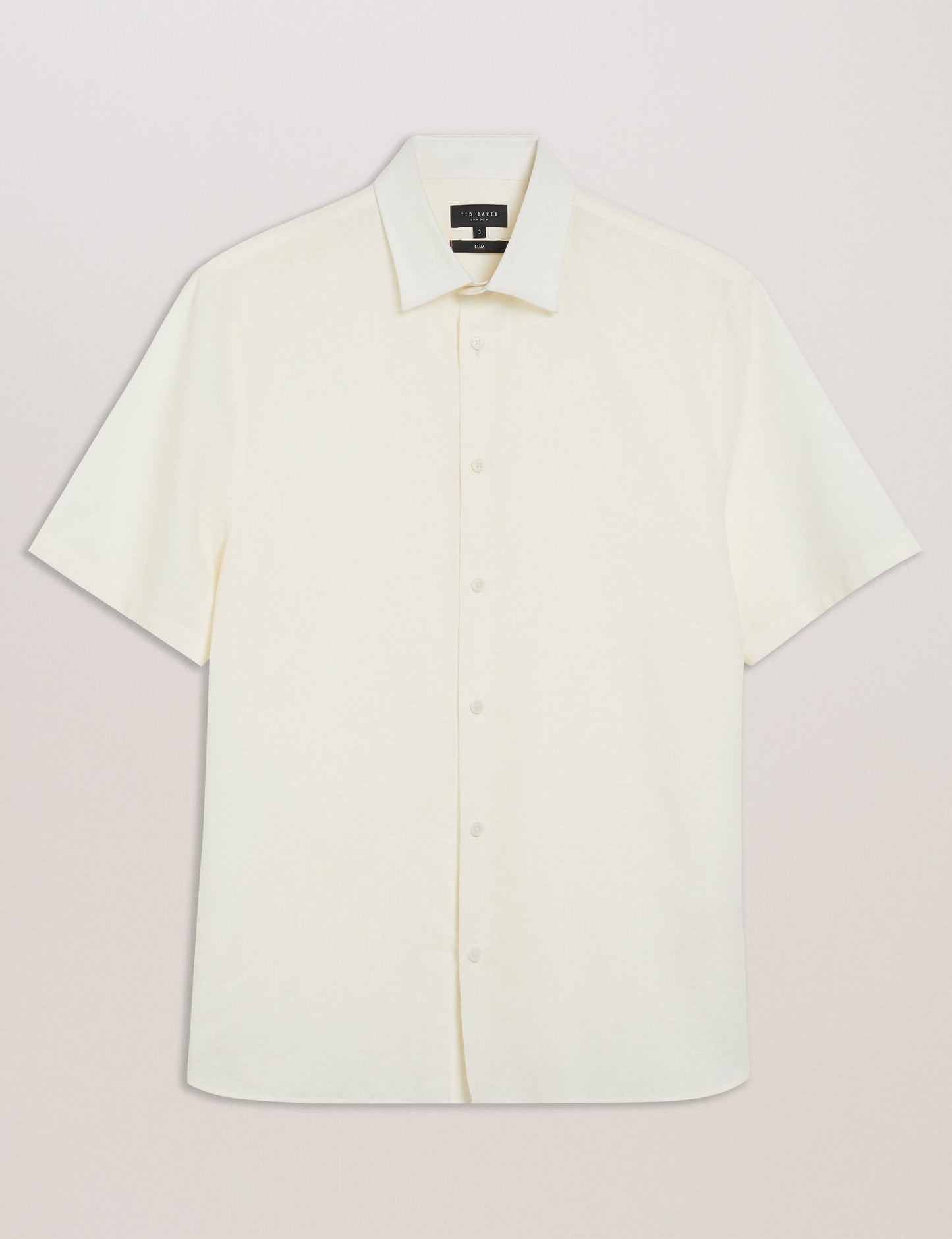 Ted Baker NAIRES Linen Blend Slim Short Sleeve Shirt WHITE