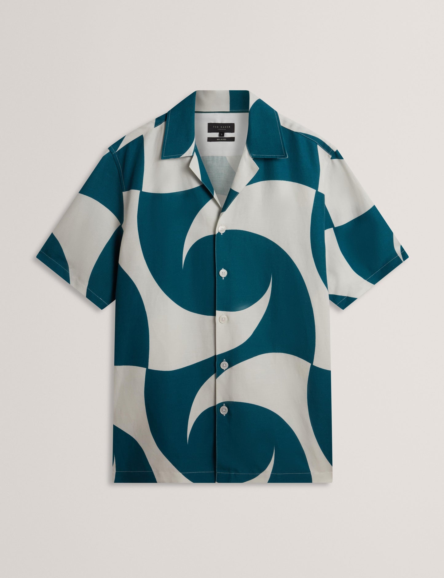 Ted Baker ROLDAN - Short Sleeve Oversized Swirl Print Shirt TURQUOISE