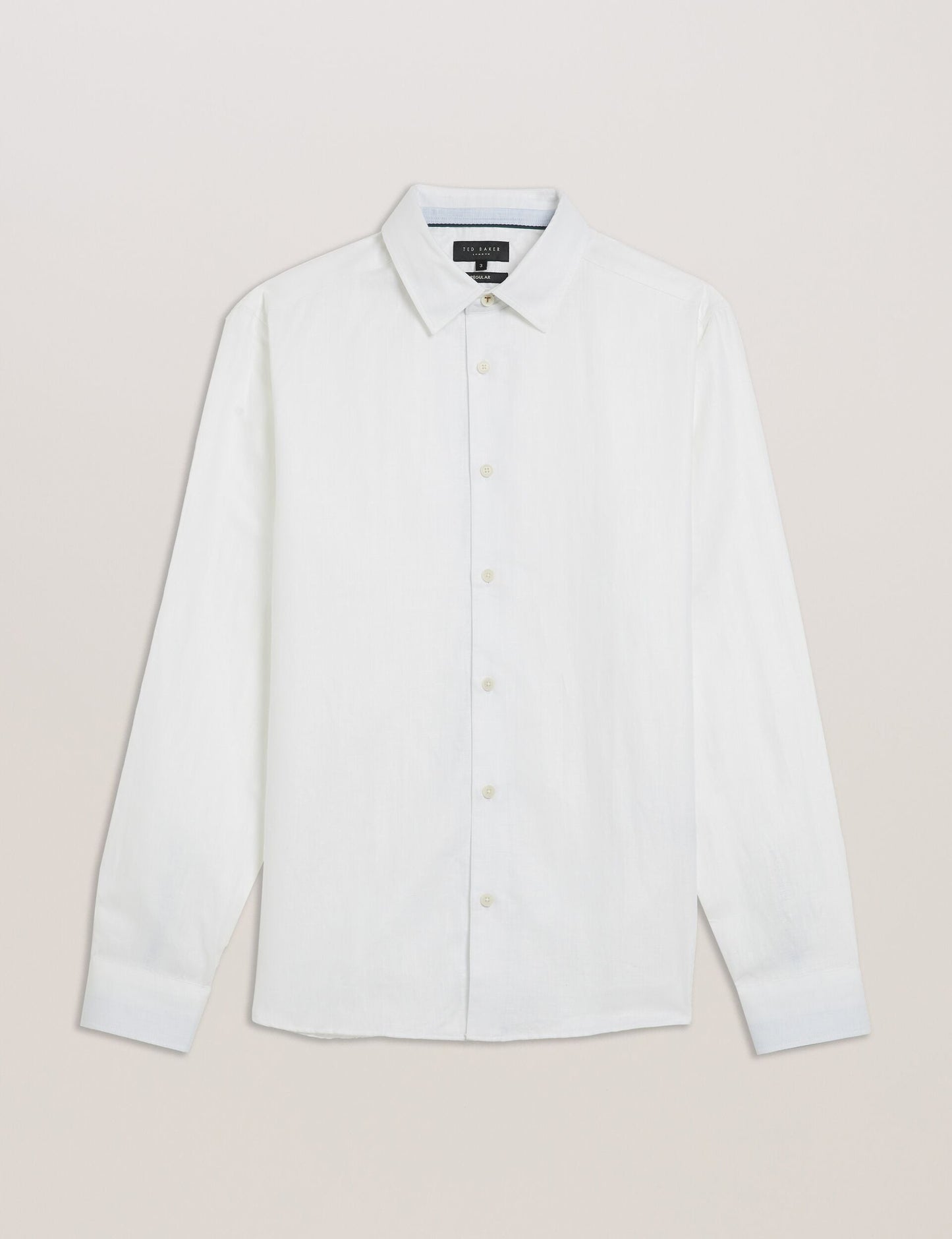 Ted Baker ROMEOS - White Regular Fit Cotton Linen Long Sleeve Shirt WHITE