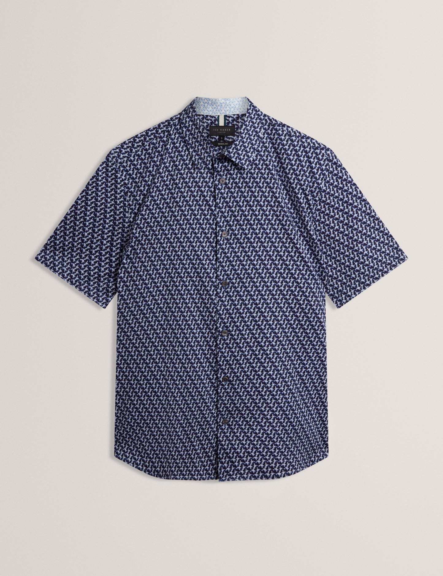 Ted Baker ALPHSO SS Regular Fit Geo Shirt NAVY