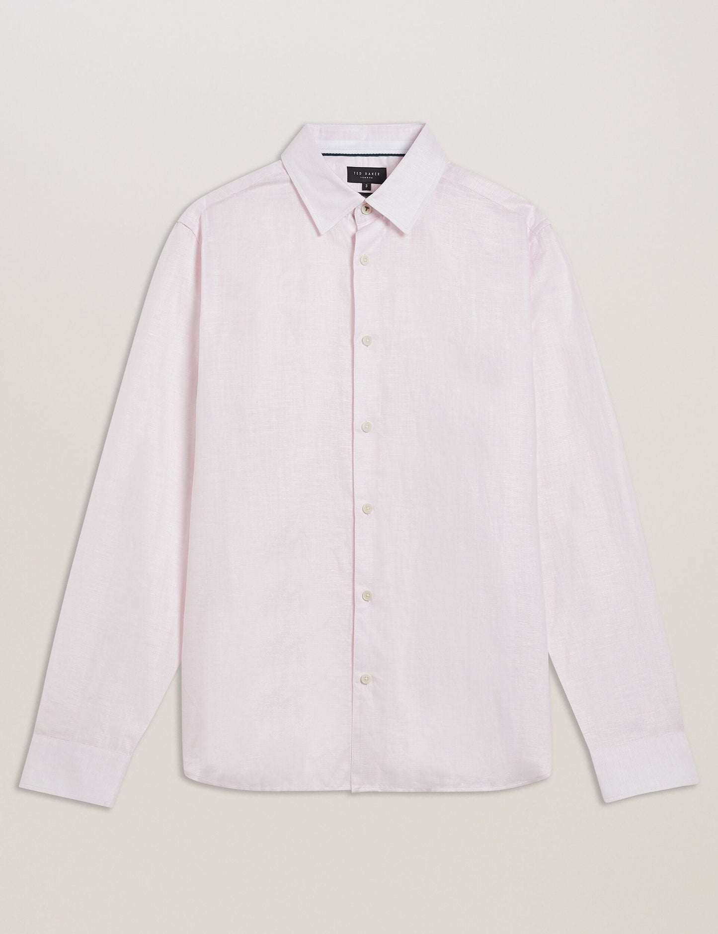 Ted Baker ROMEOS - Regular Fit Cotton Linen Long Sleeve Shirt MID PINK