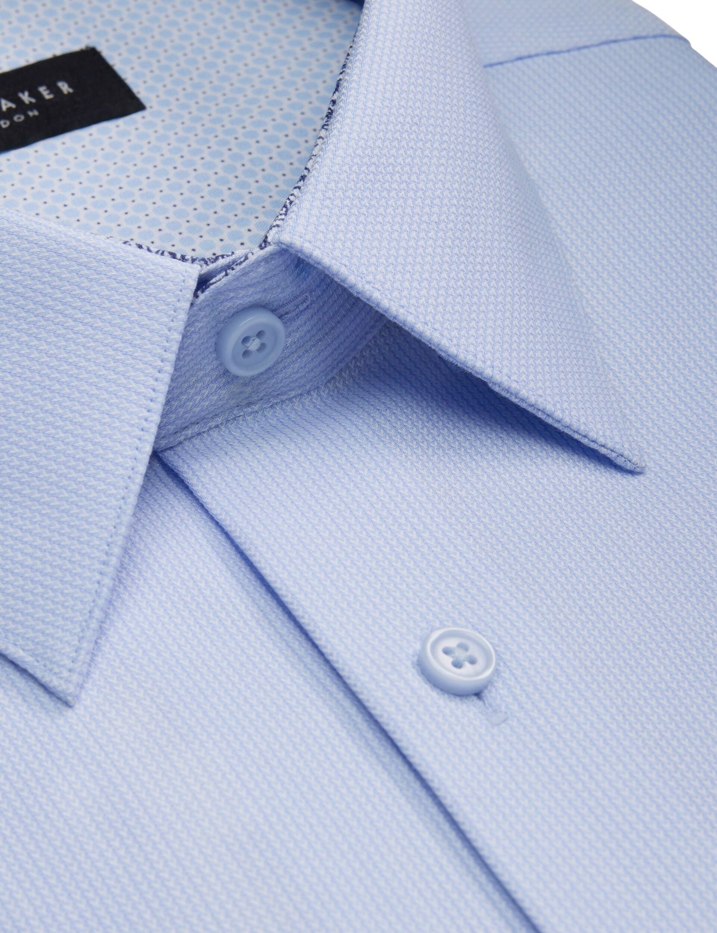 Ted Baker GENEVA Textured Stretch Cotton Slim Fit Shirt BLUE