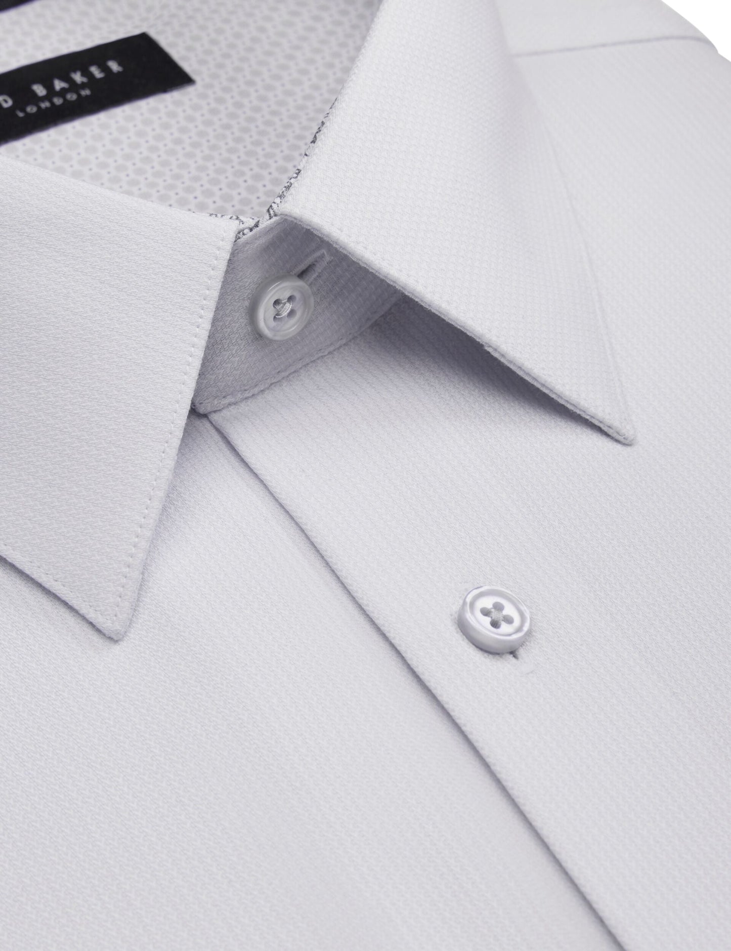Ted Baker GENEVA Textured Stretch Cotton Slim Fit Shirt LIGHT GREY