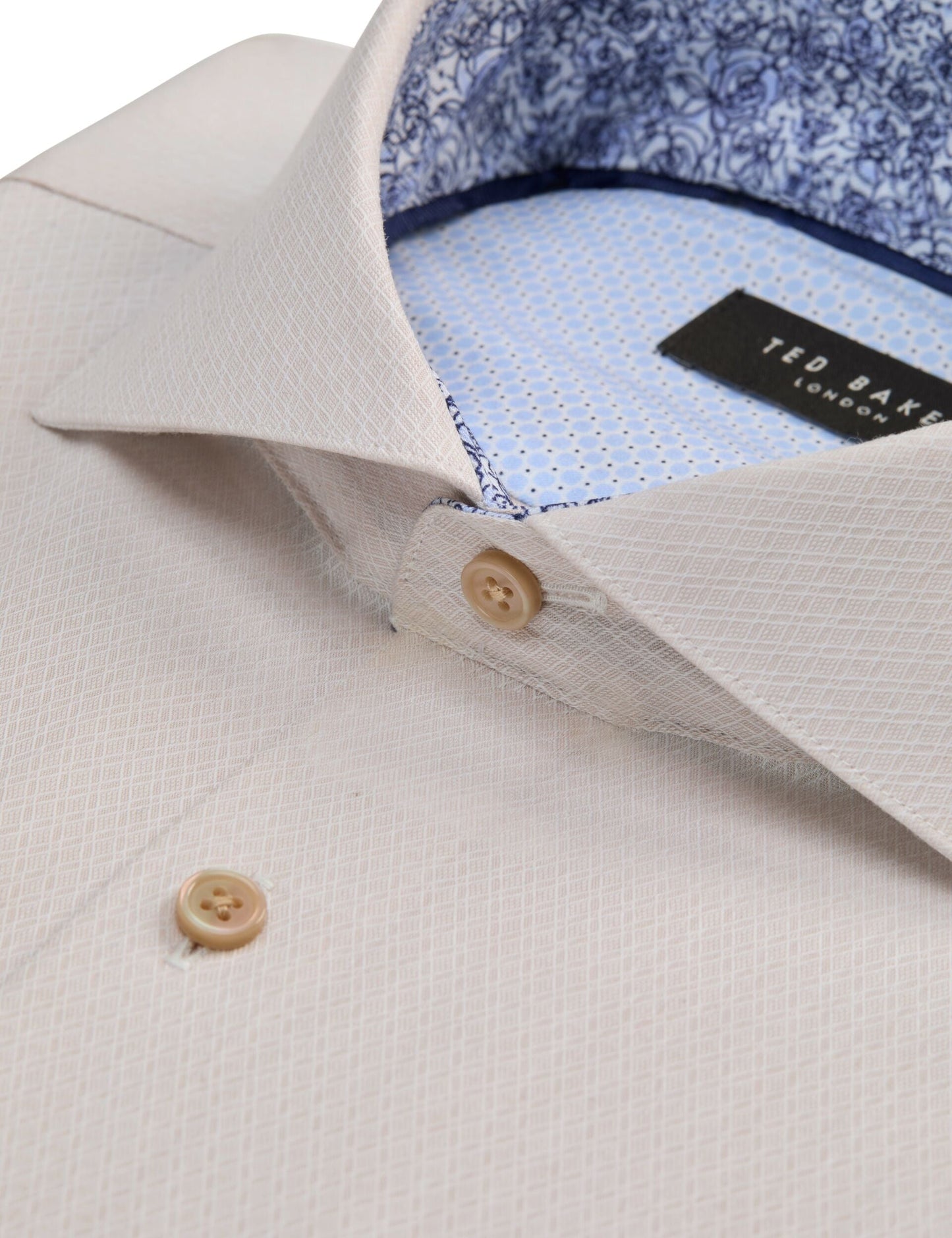 Ted Baker NANTUCKET Geo Texture Stretch Cotton Slim Fit Shirt TAUPE