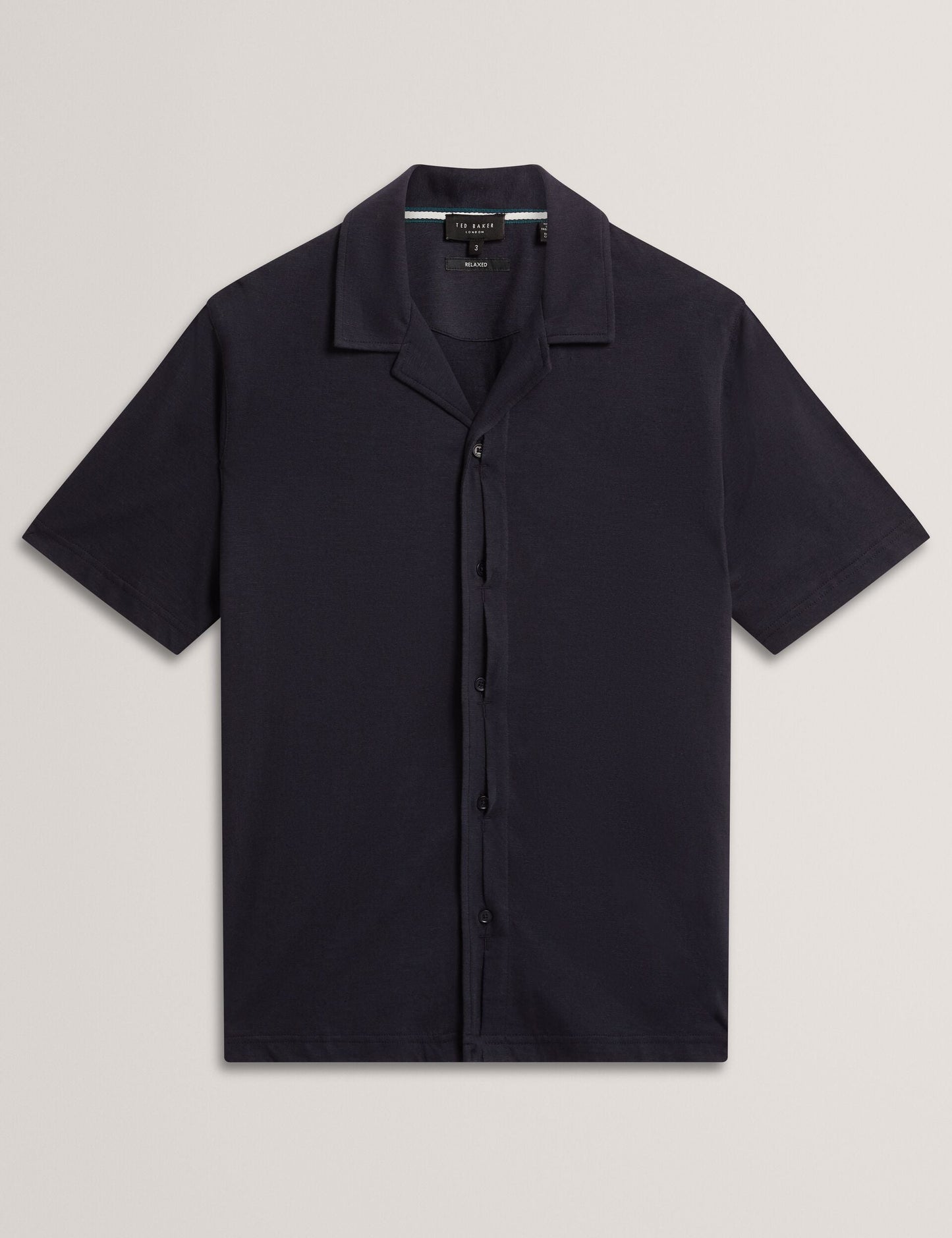 Ted Baker FENDRY Relaxed Cotton Linen Button-Through Shirt NAVY
