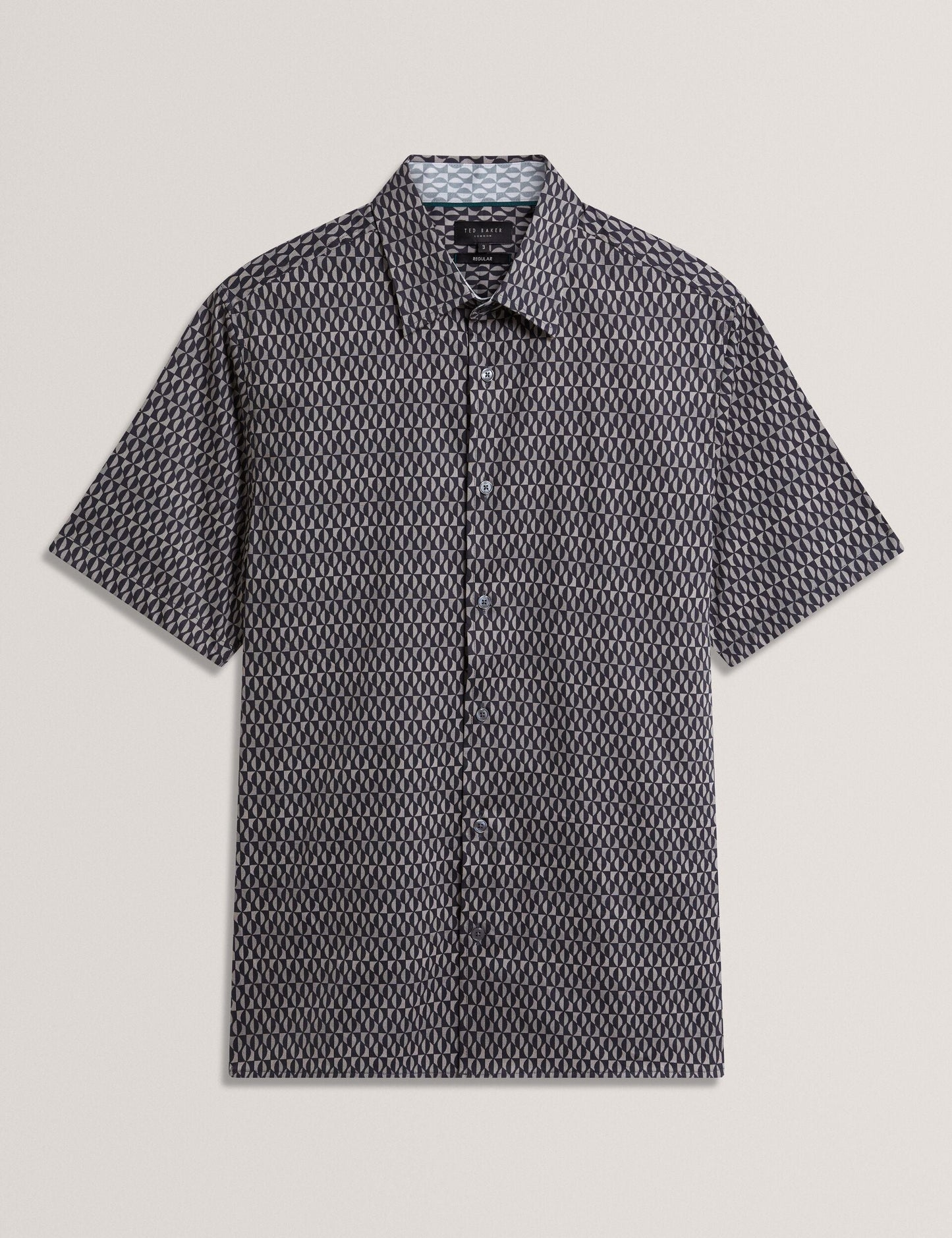 Ted Baker CAMBAY Geometric Leaf Print Short Sleeve Shirt NAVY
