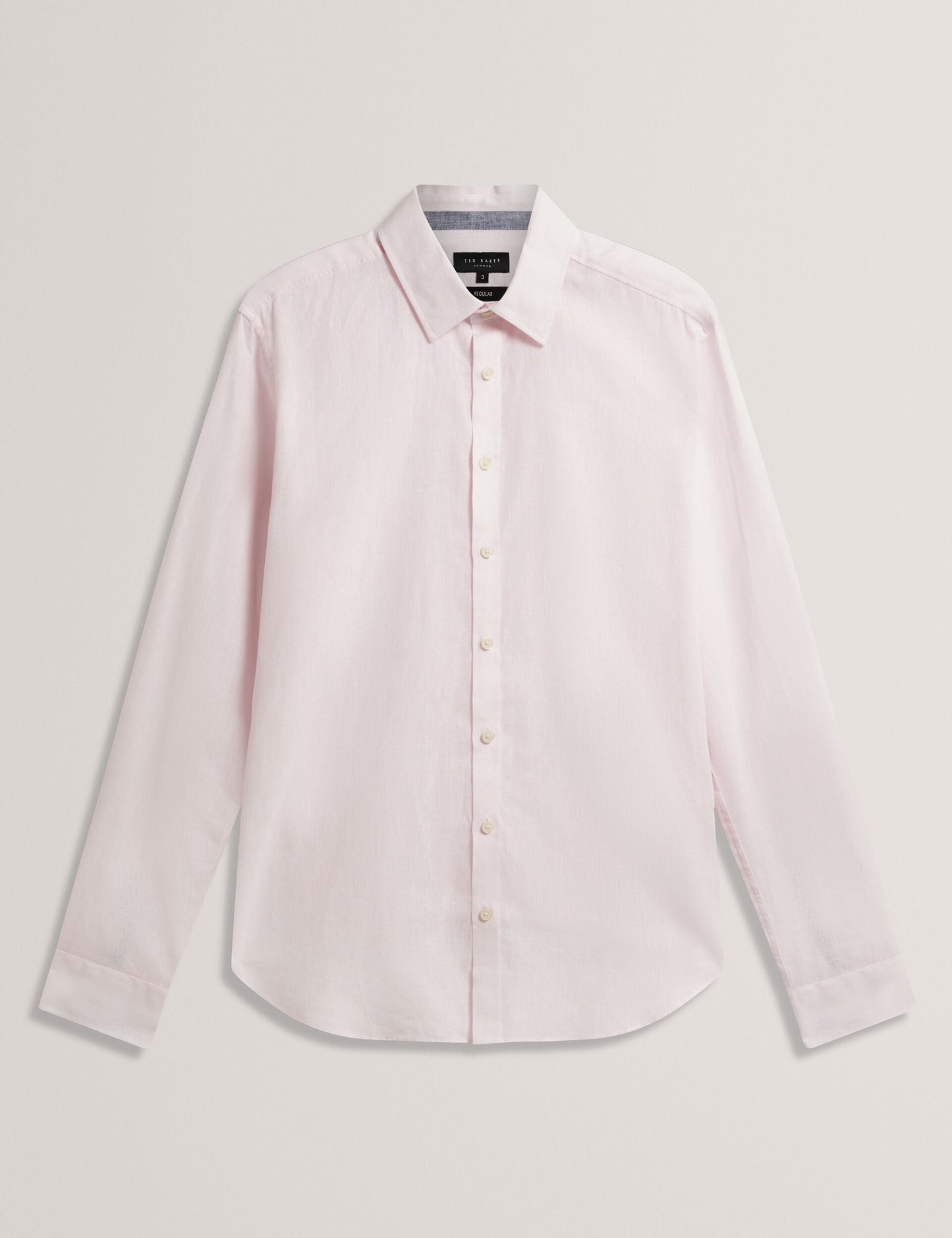 Ted Baker PRYNN Linen Cotton Woven Long Sleeve Shirt LIGHT PINK