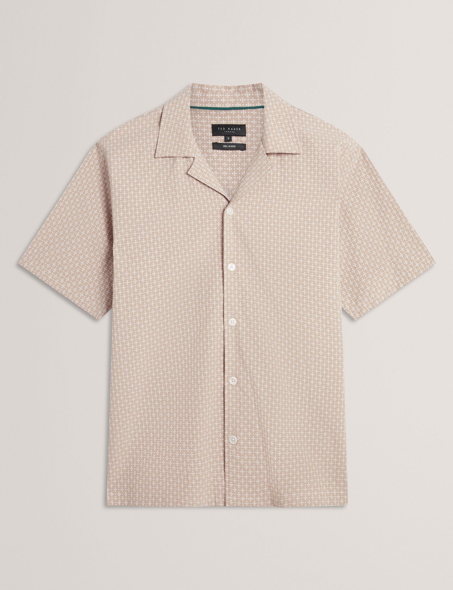 Ted Baker MERRIK Relaxed Geo Stitch Short Sleeve Shirt BEIGE