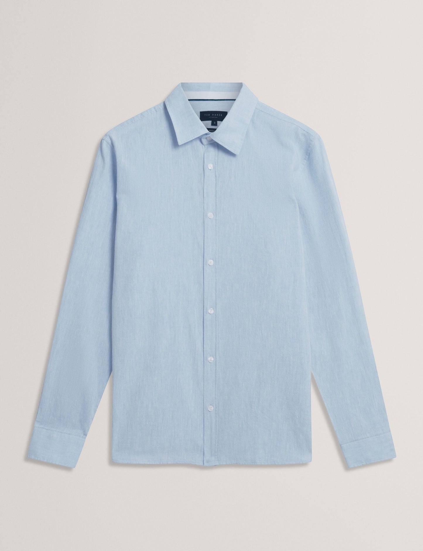 Ted Baker PRYNN Linen Cotton Woven Long Sleeve Shirt LIGHT BLUE