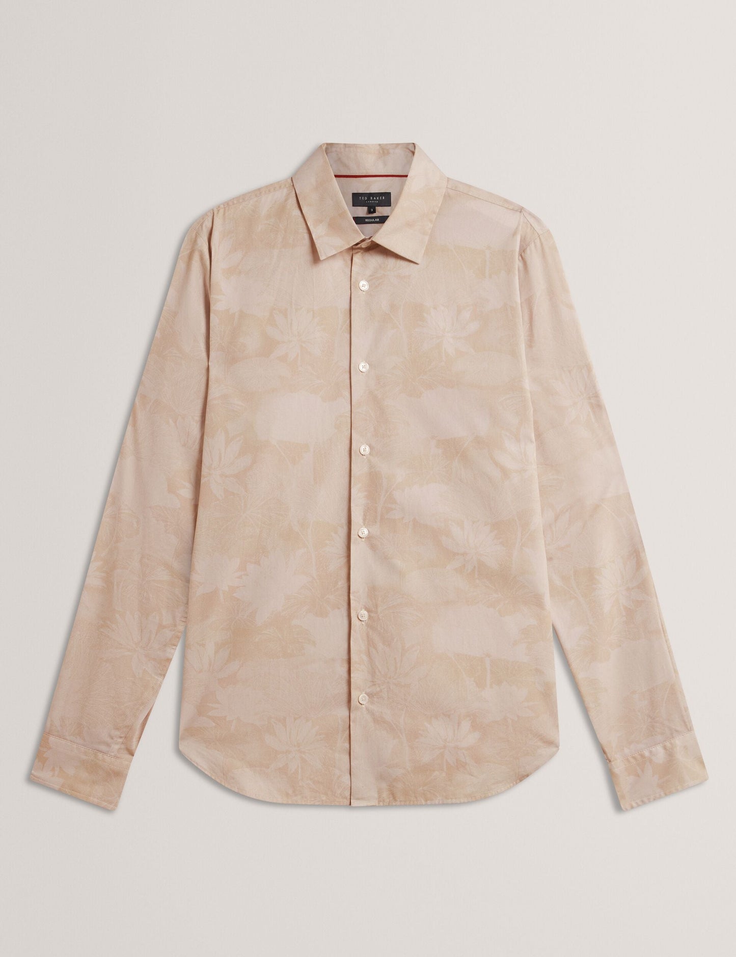 Ted Baker OCANIA Faded Floral Cotton Long Sleeve Shirt ECRU