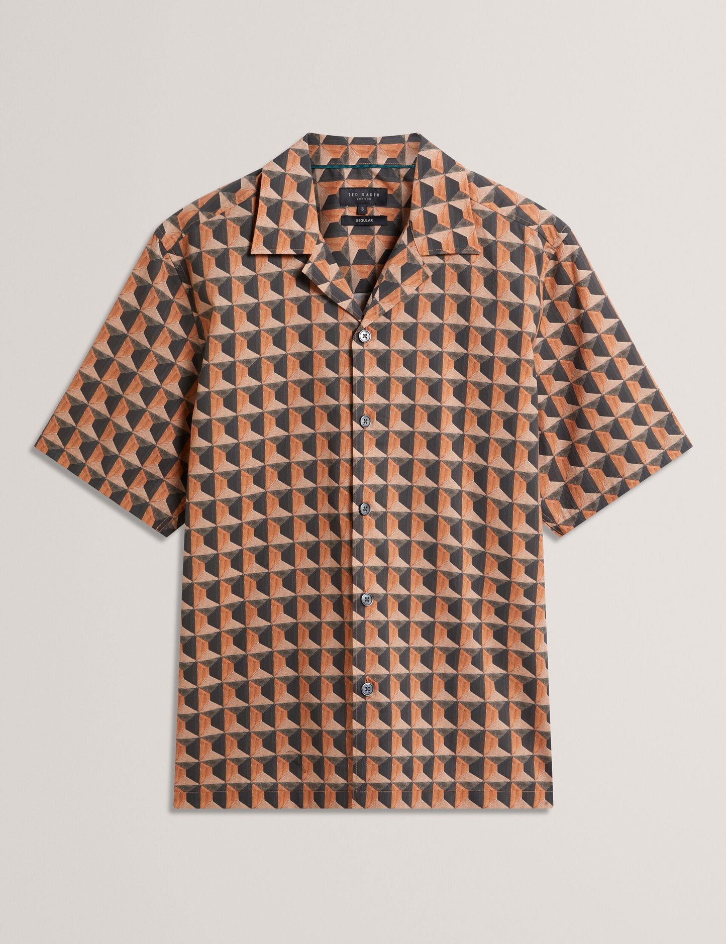 Ted Baker NAYELIN Relaxed Fit Painted Geo Print Shirt BURNT RED