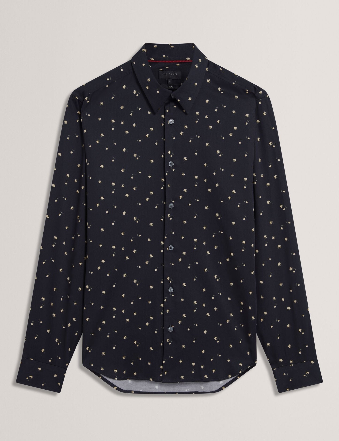 Ted Baker ISKRAN Ditsy Blooms Slim Long Sleeve Shirt NAVY