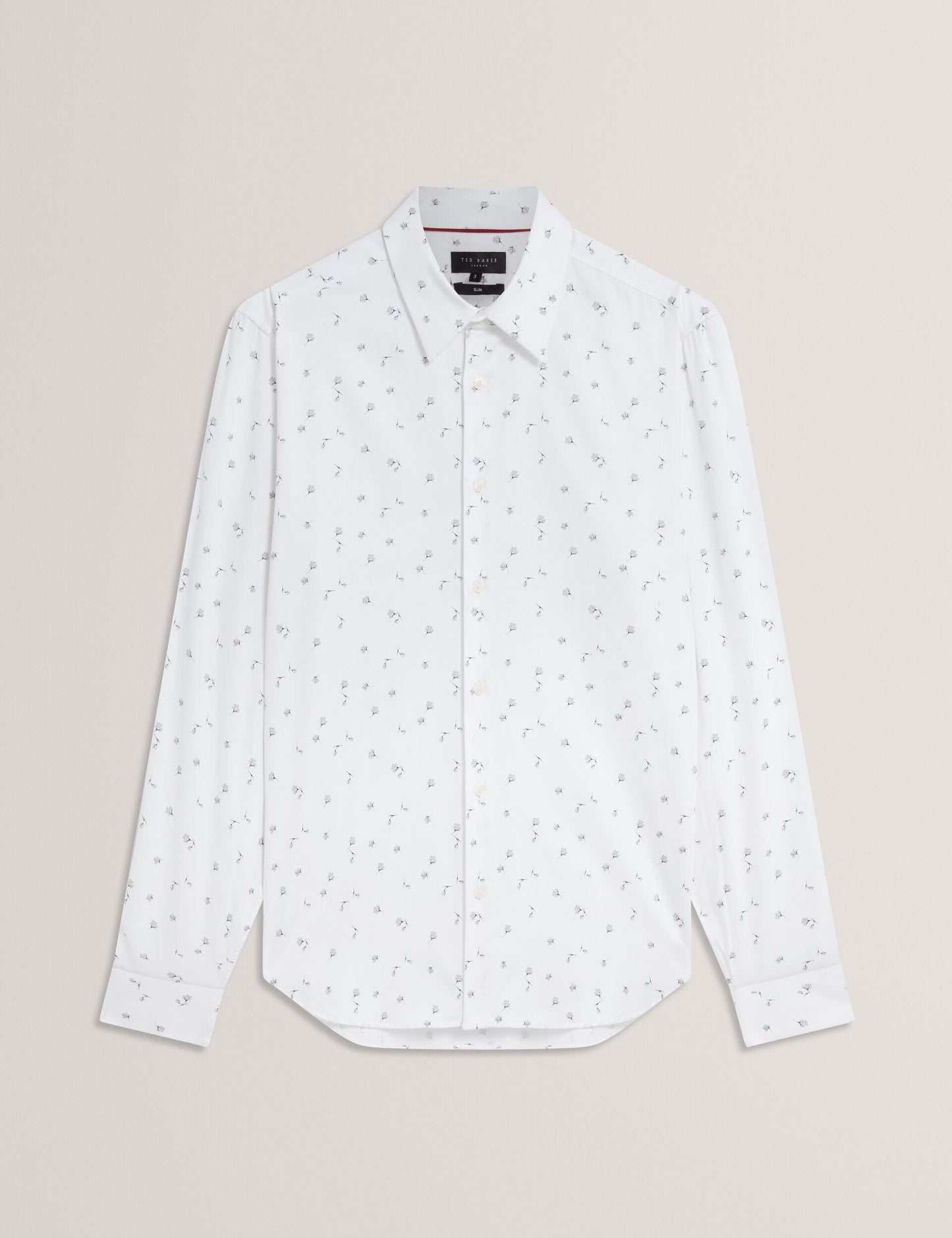 Ted Baker ISKRAN Ditsy Blooms Slim Long Sleeve Shirt WHITE