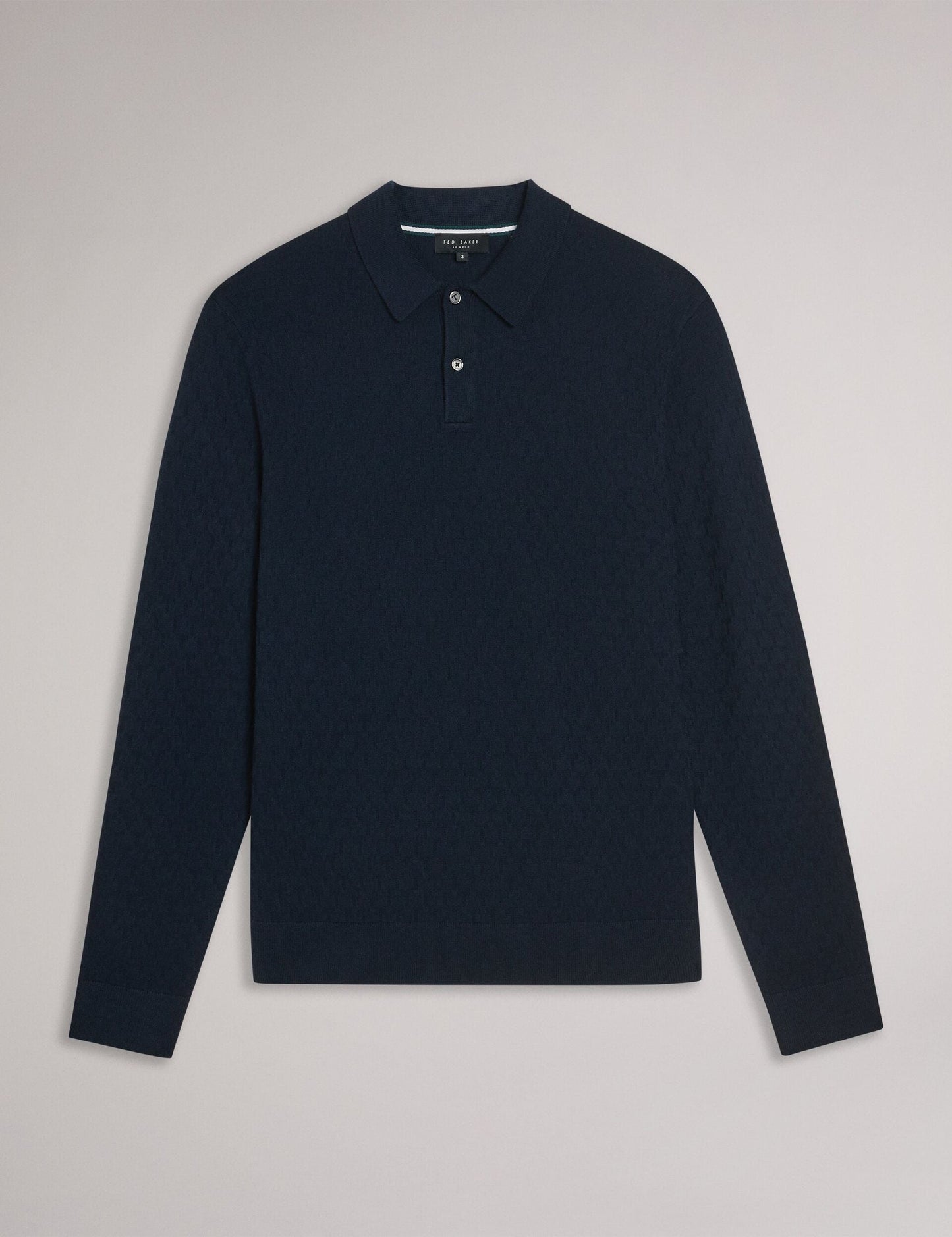 Ted Baker MORAR - T Knit Long Sleeve Polo Top NAVY GREEN