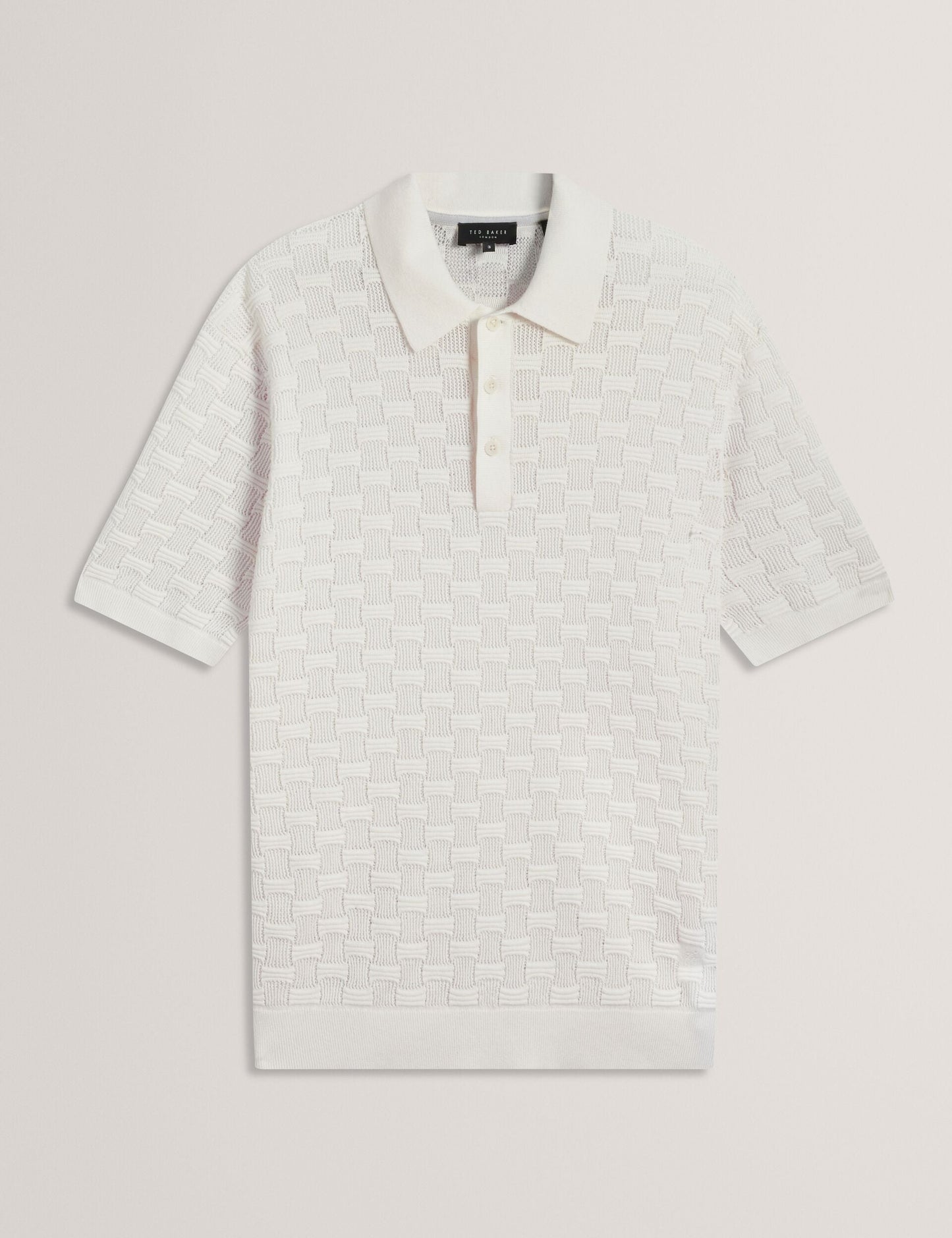 Ted Baker WATERBY - White Textured Knit Silk Cotton Polo Shirt WHITE
