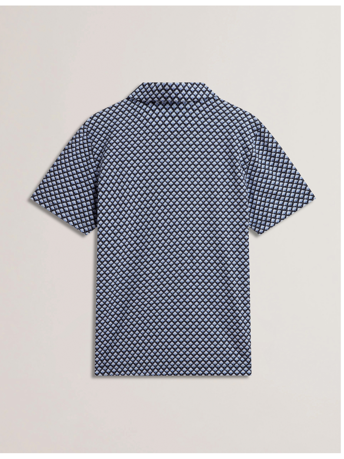 Ted Baker OUNSLO - Printed Zip Neck Cotton Polo Shirt BLUE