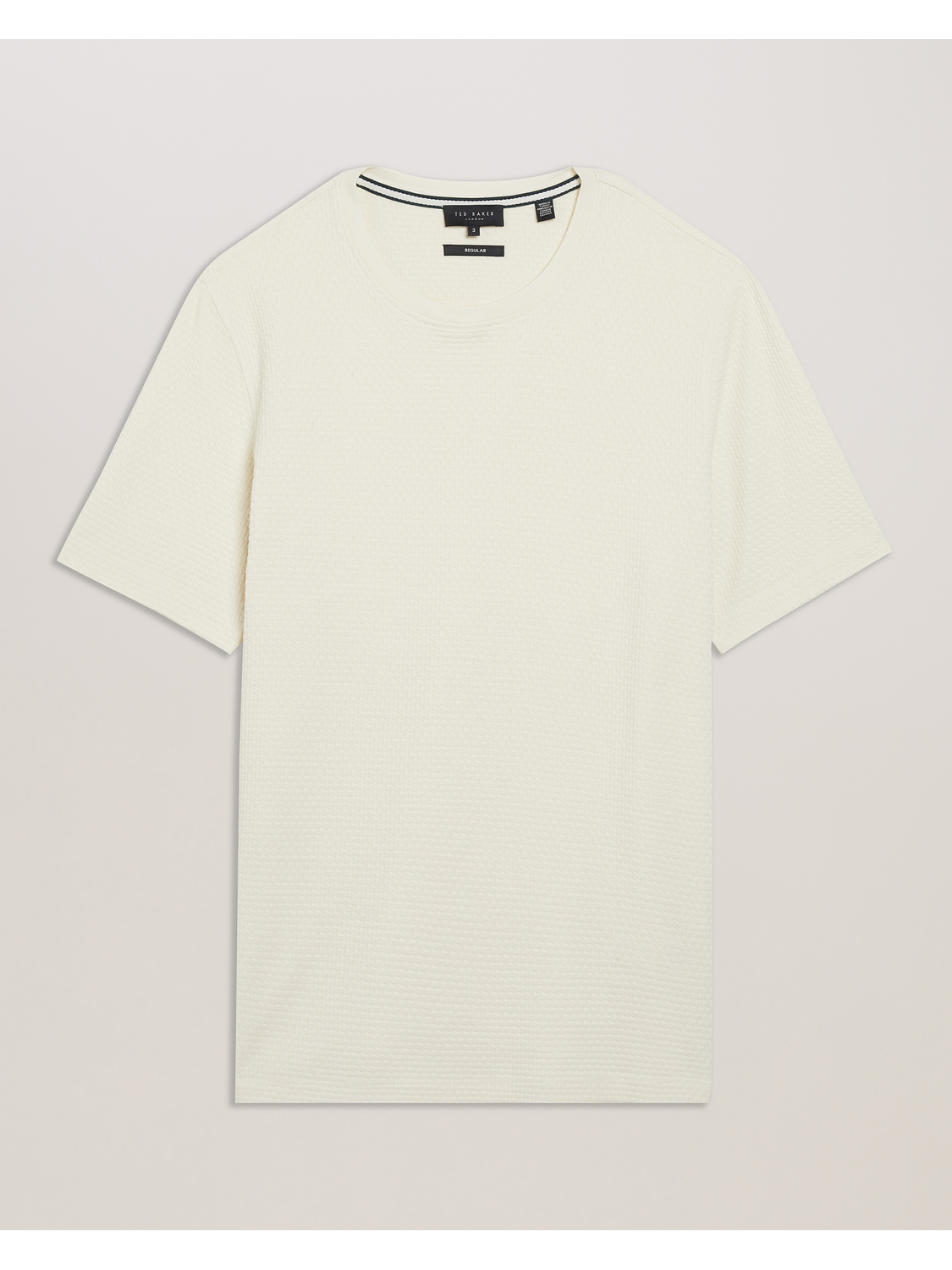 Ted Baker CURLYS Zig Zag Texture Knitted Cotton T-Shirt ECRU