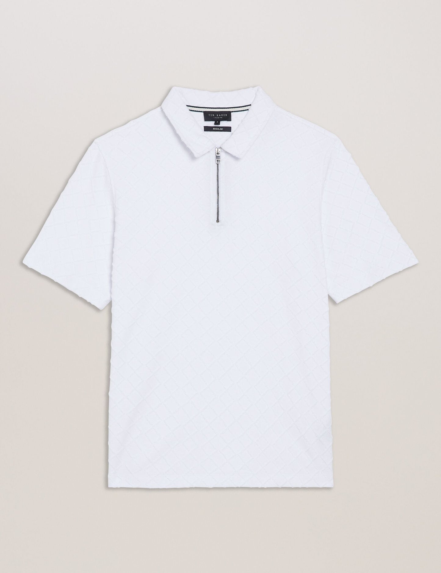 Ted Baker ANSOM - SS Reg Textured Towelling Zip Polo WHITE