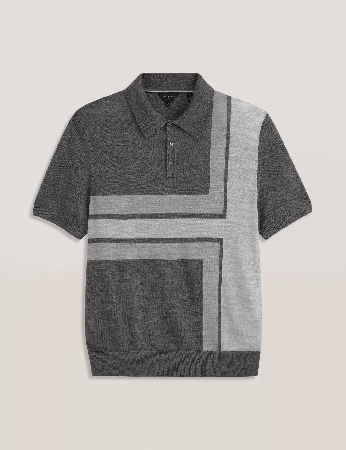 Ted Baker INTARSIA - Short Sleeve Sweater Polo DARK GREY