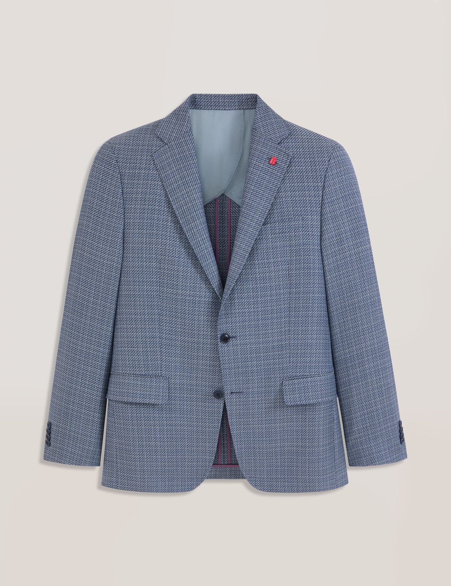 Ted Baker WINFRED Plaid Woven Texture Tailored Blazer BLUE