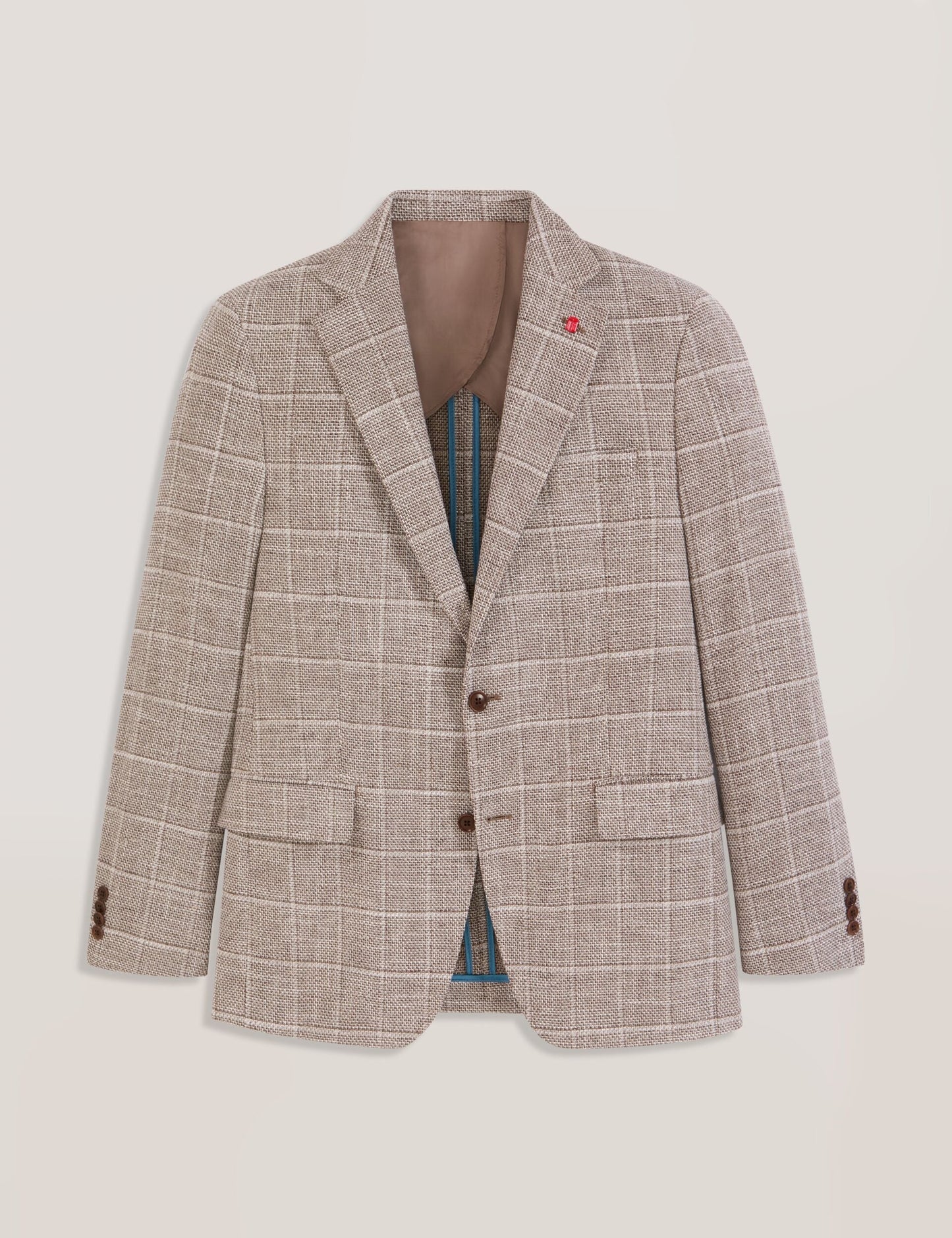 Ted Baker WINFRED Grid Check Cotton Blend Blazer TAUPE
