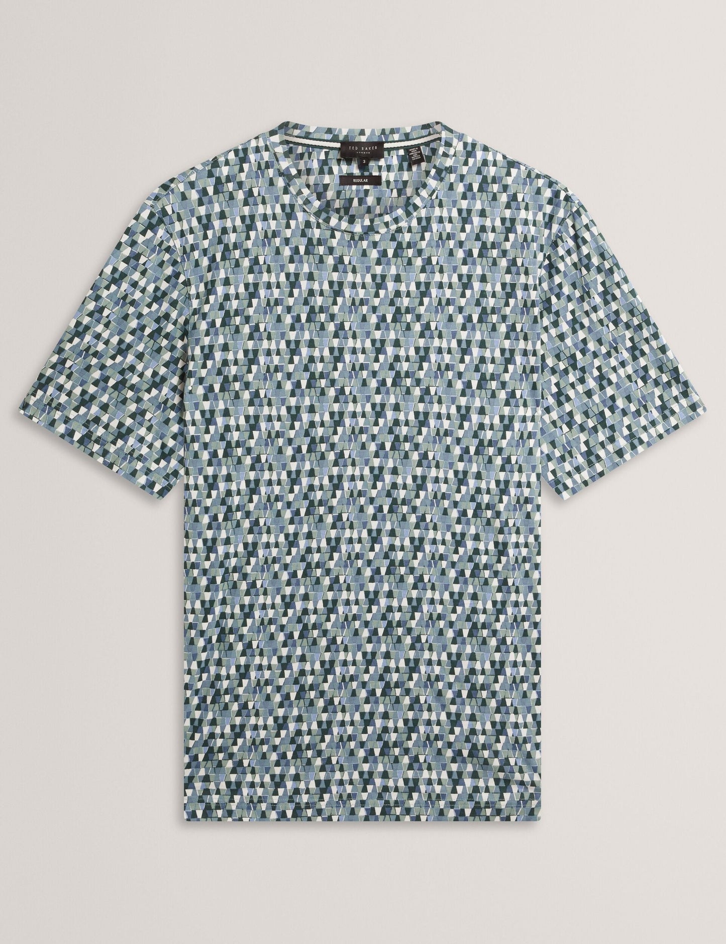 Ted Baker MASYAFA Mosaic Print Cotton Crew Neck T-Shirt TEAL BLUE