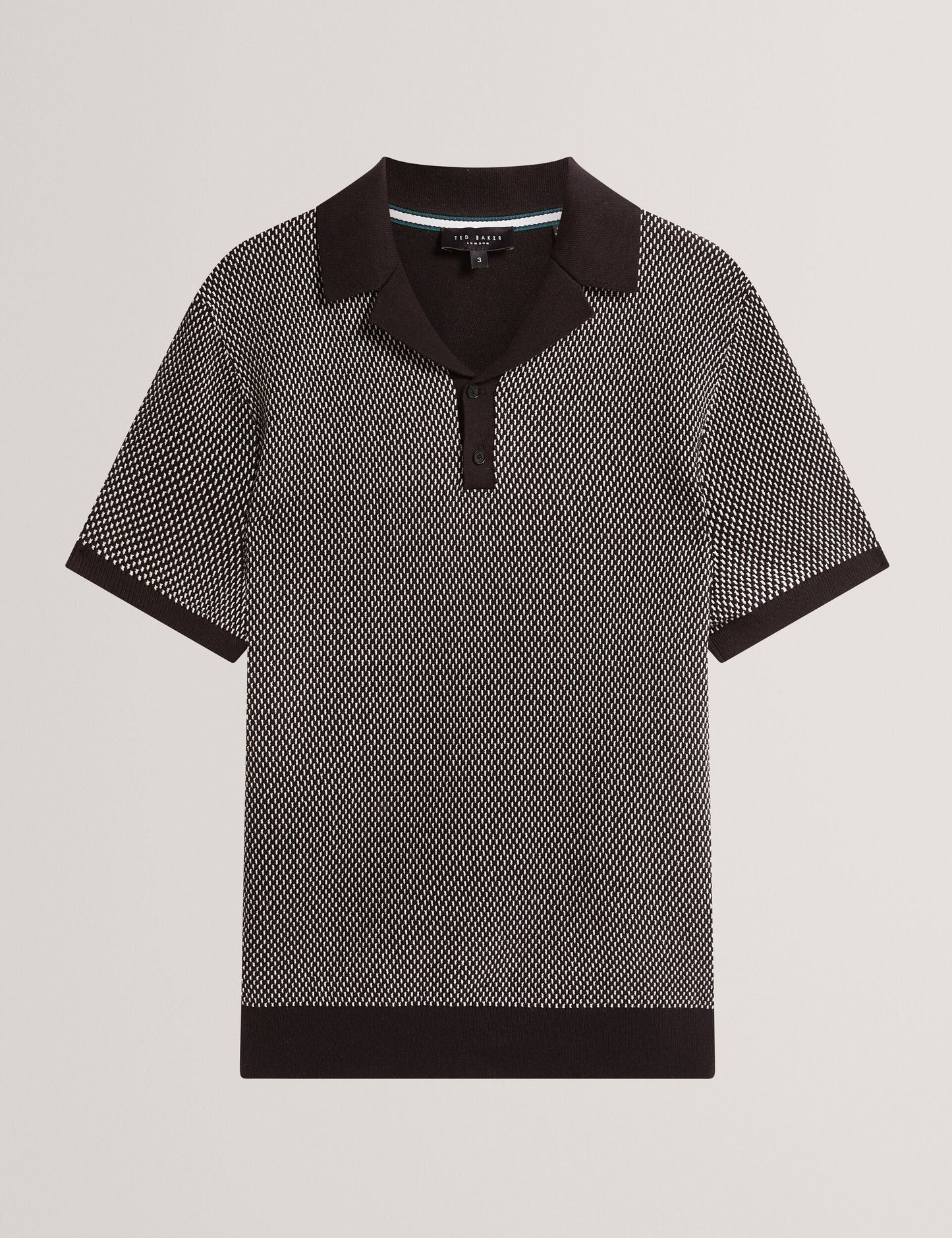 Ted Baker GREGRY Contrast Stitch Knit Cotton Polo Shirt BLACK