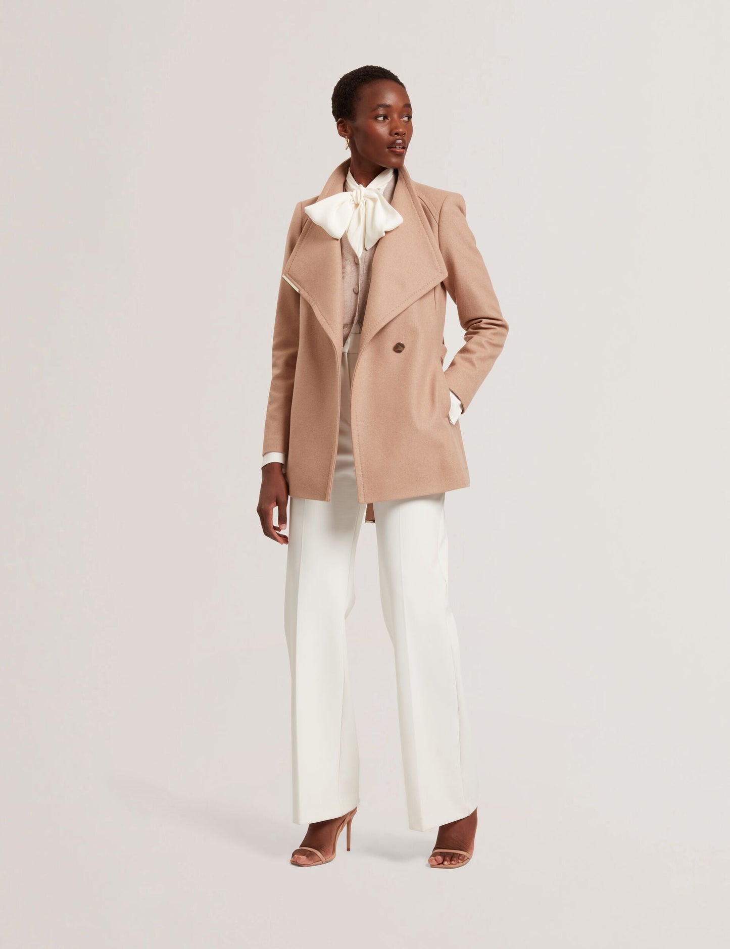 Ted Baker ROSESS Short Belted Wool Wrap Coat CAMEL