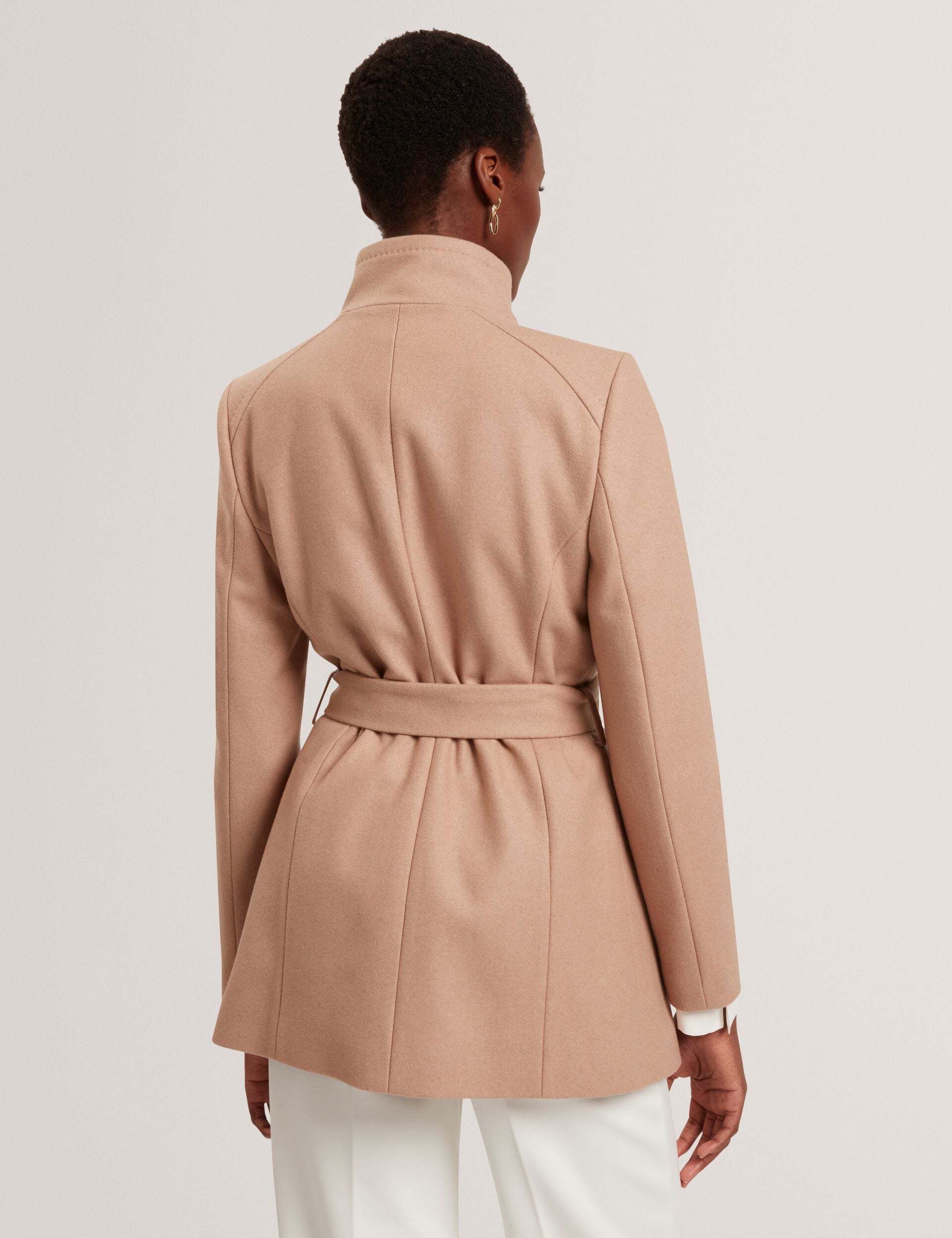 Ted Baker ROSESS Short Belted Wool Wrap Coat CAMEL