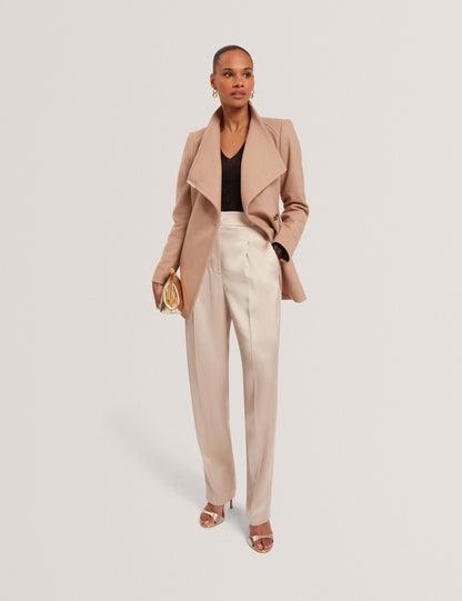 Ted Baker ROSESS Short Belted Wool Wrap Coat CAMEL