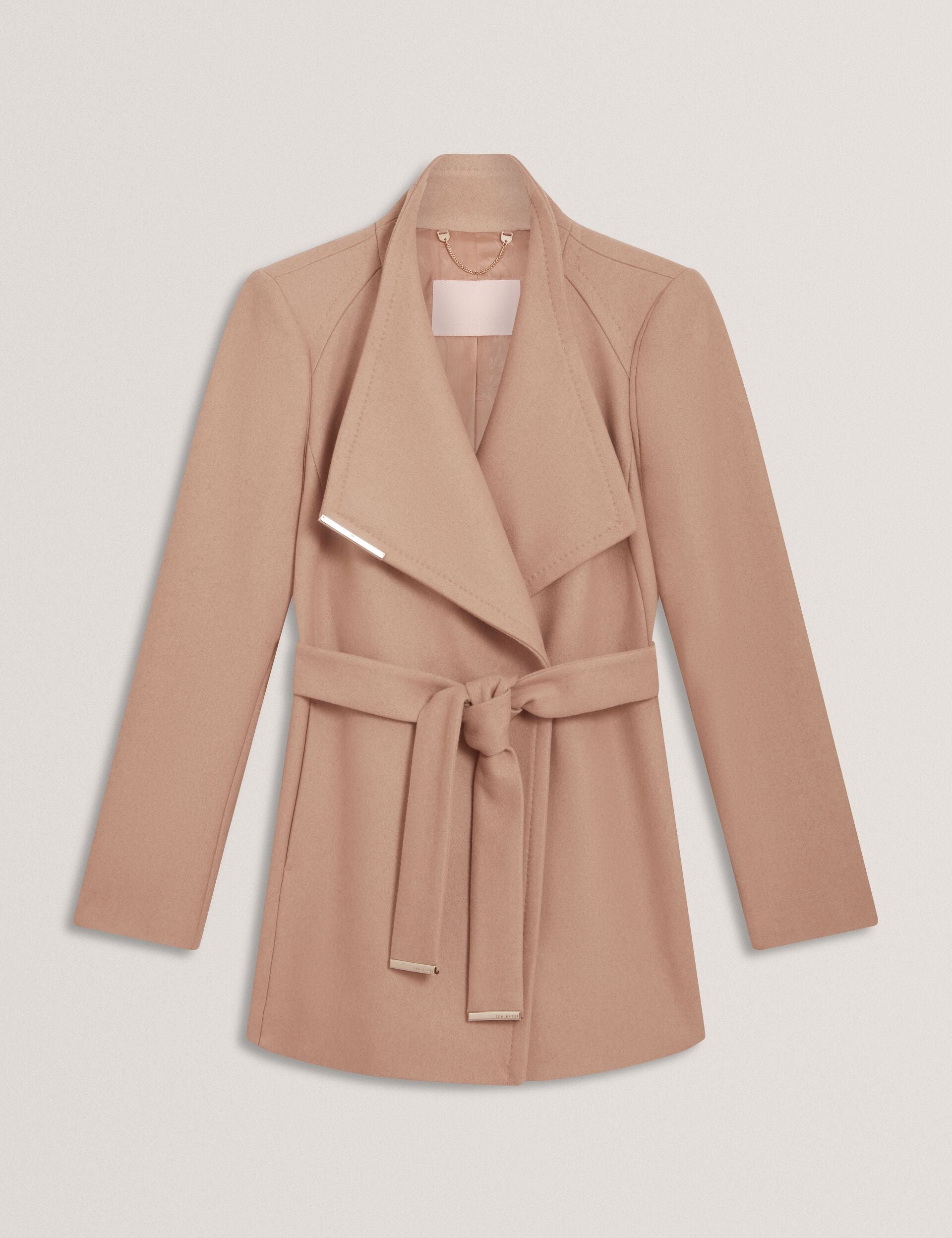 Ted Baker ROSESS Short Belted Wool Wrap Coat CAMEL
