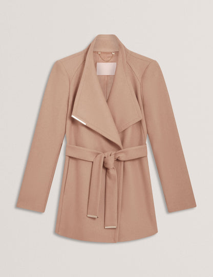 Ted Baker ROSESS Short Belted Wool Wrap Coat CAMEL