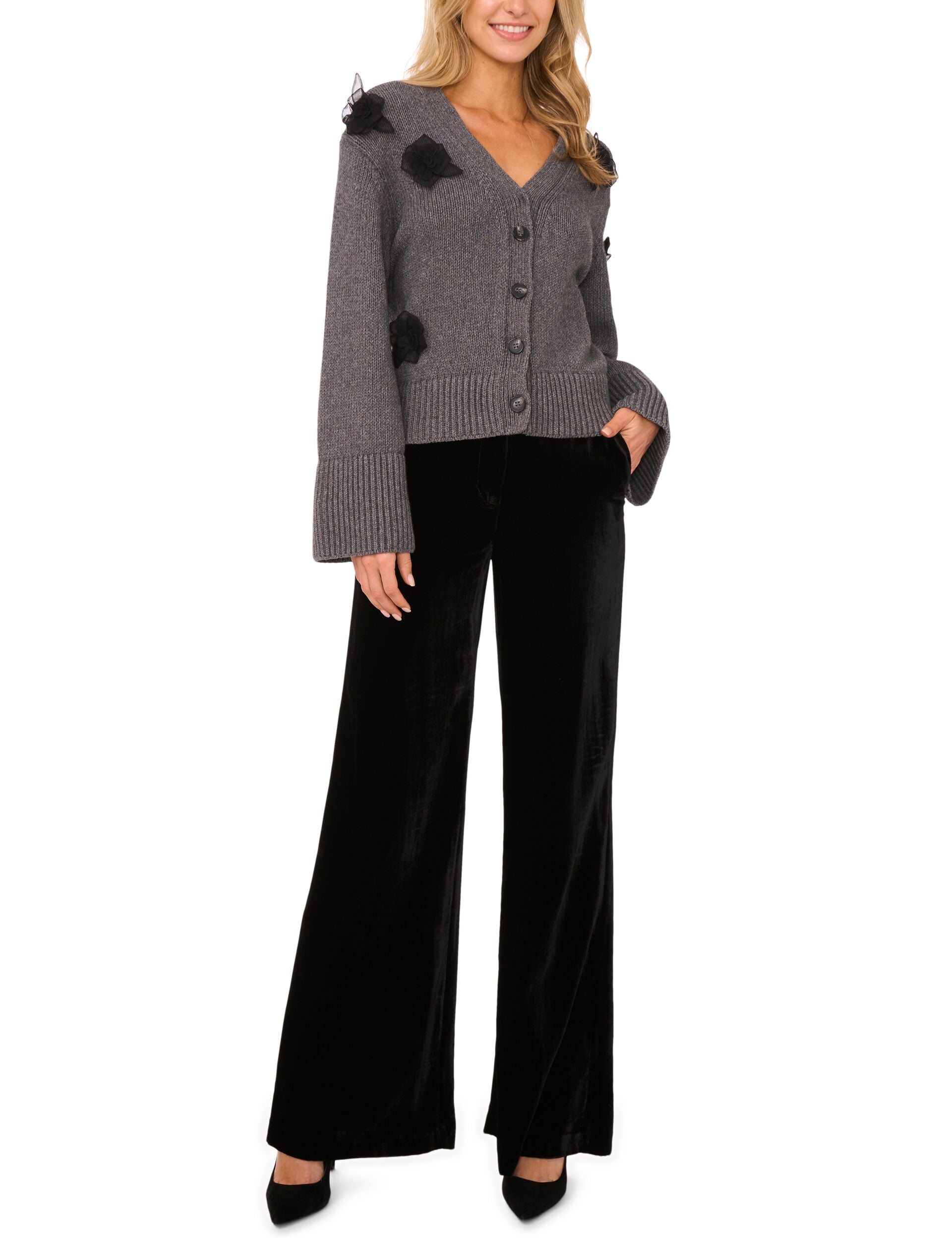 Ted Baker LACHLAN - V-Neck Cardigan with Mesh 3D Rose GREY