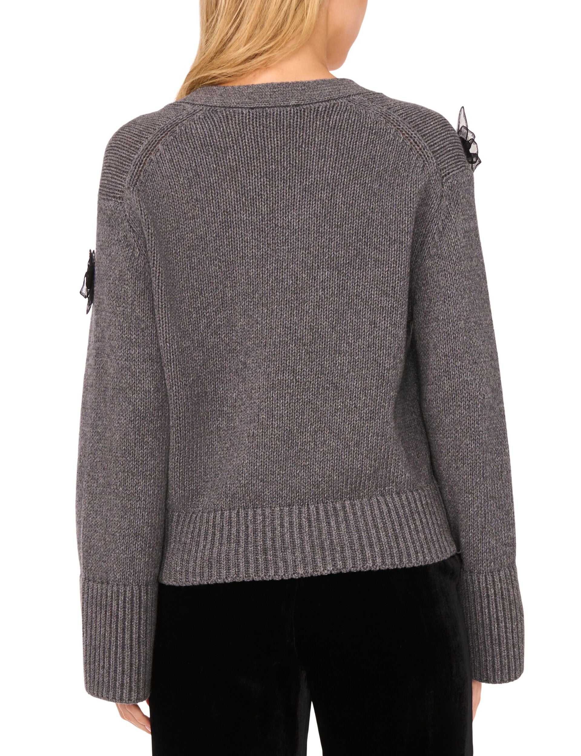 Ted Baker LACHLAN - V-Neck Cardigan with Mesh 3D Rose GREY