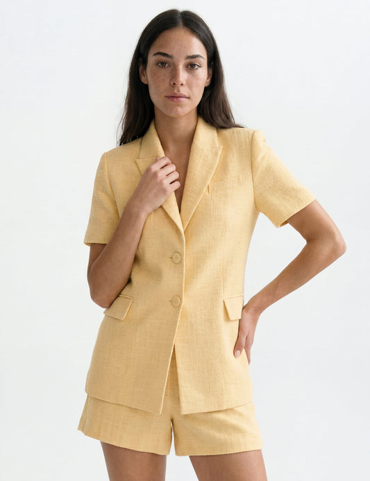 Ted Baker EUGENIA Tailored Short Sleeve Woven Blazer LIGHT YELLOW