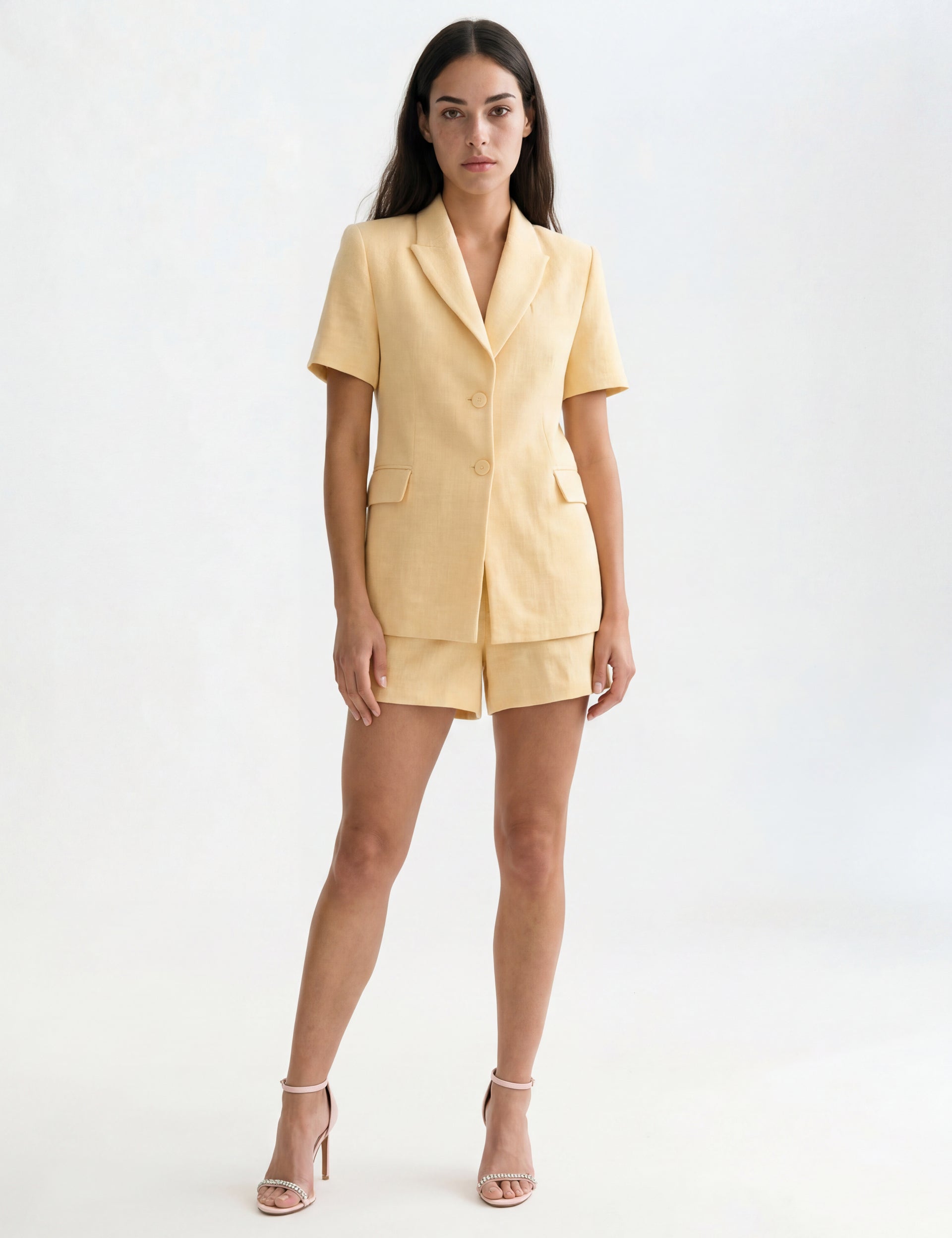 Ted Baker EUGENIA Tailored Short Sleeve Woven Blazer LIGHT YELLOW