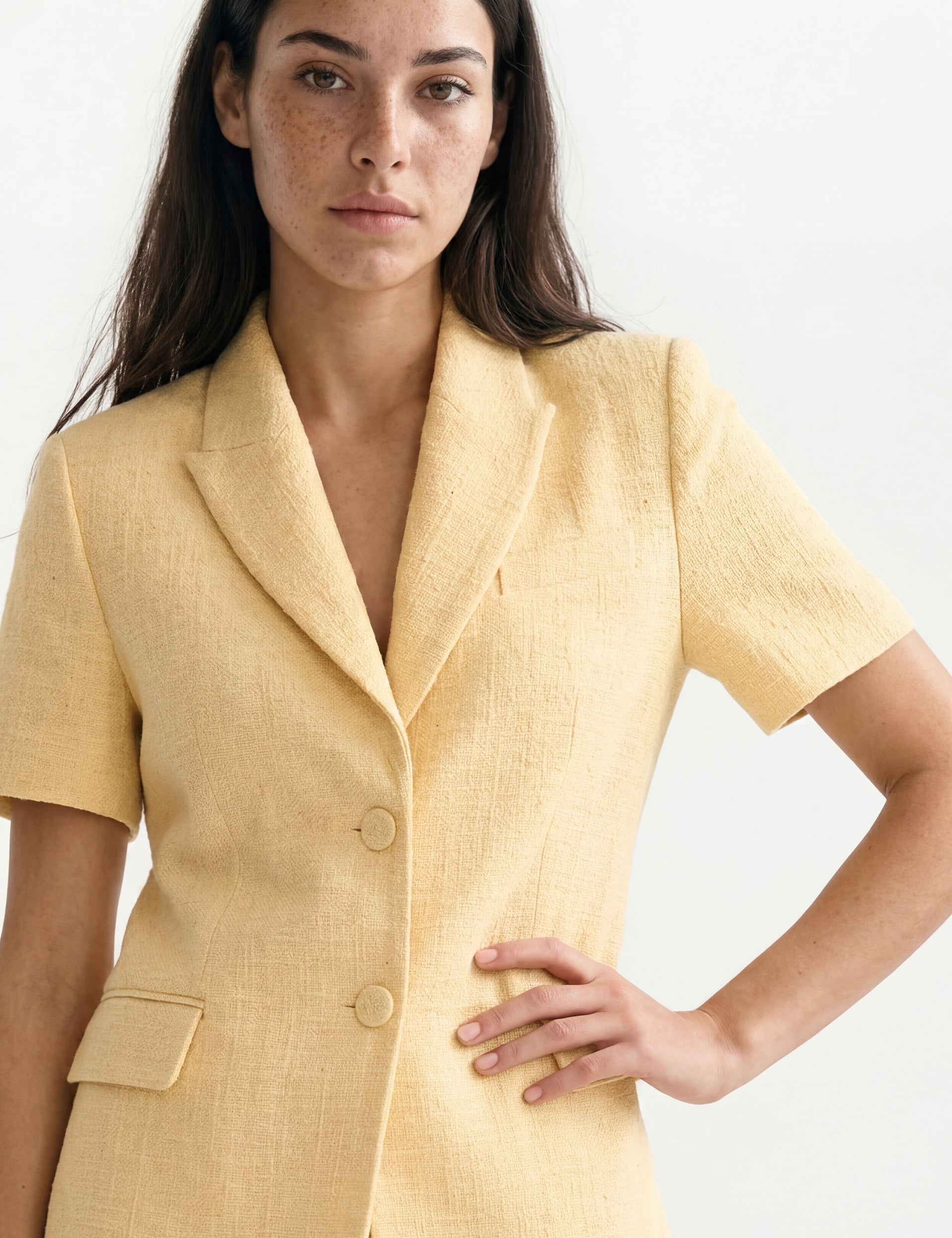 Ted Baker EUGENIA Tailored Short Sleeve Woven Blazer LIGHT YELLOW