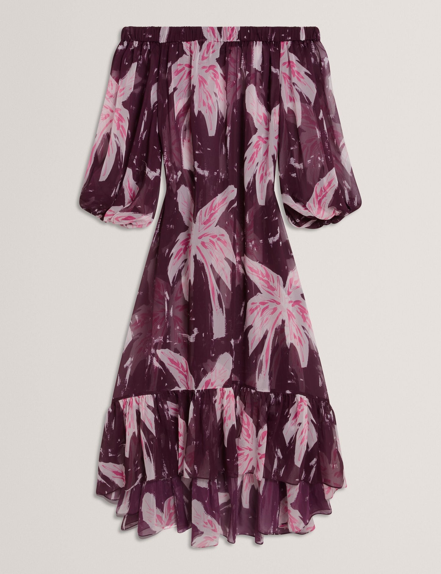 Ted Baker MONTAYA - Floral Bardot Maxi Dress Beach Cover-Up MAROON