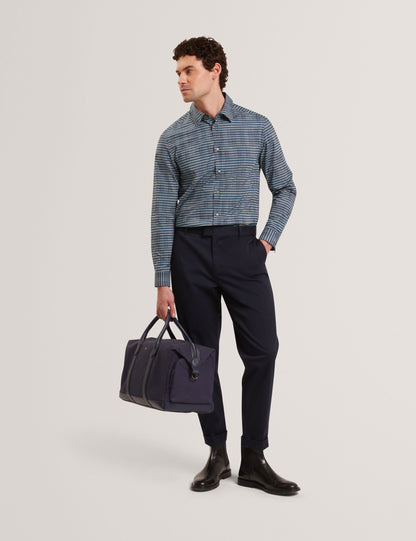 Ted Baker HUAYNA Blurred Check Cotton Long Sleeve Shirt TEAL BLUE