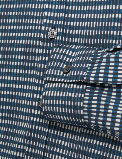 Ted Baker HUAYNA Blurred Check Cotton Long Sleeve Shirt TEAL BLUE