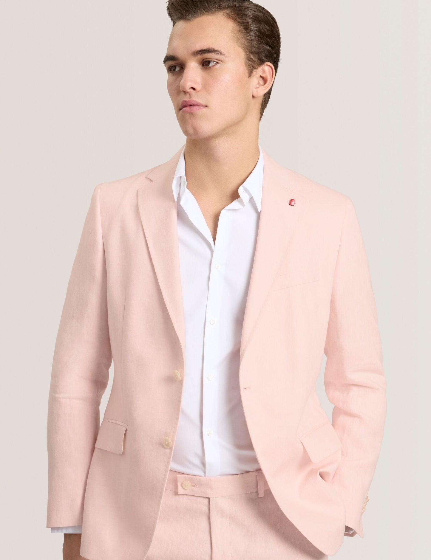 Ted Baker WINFRED - Single Breasted Two Button Notch Flat Front Linen Suit Jacket LT-PINK