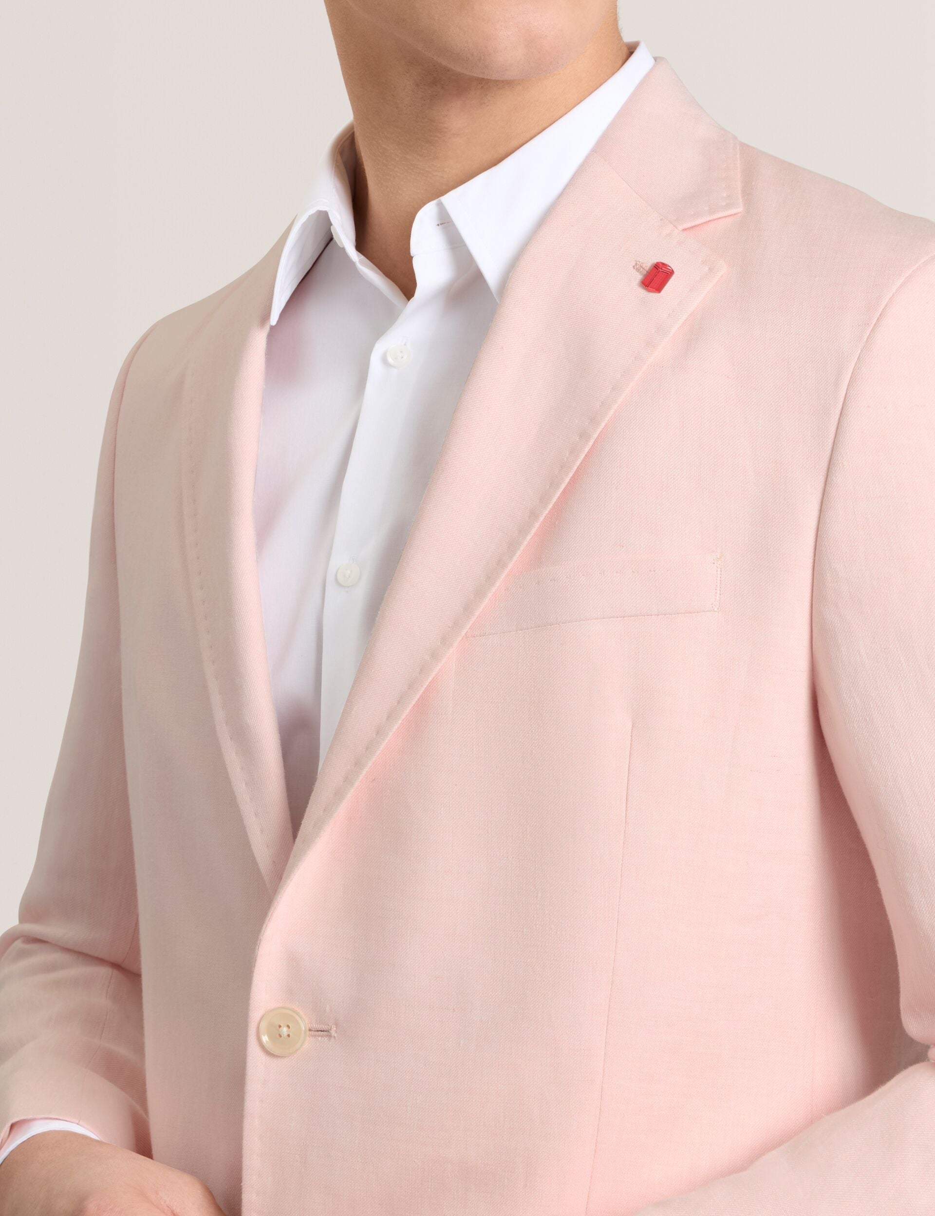 Ted Baker WINFRED - Single Breasted Two Button Notch Flat Front Linen Suit Jacket LT-PINK