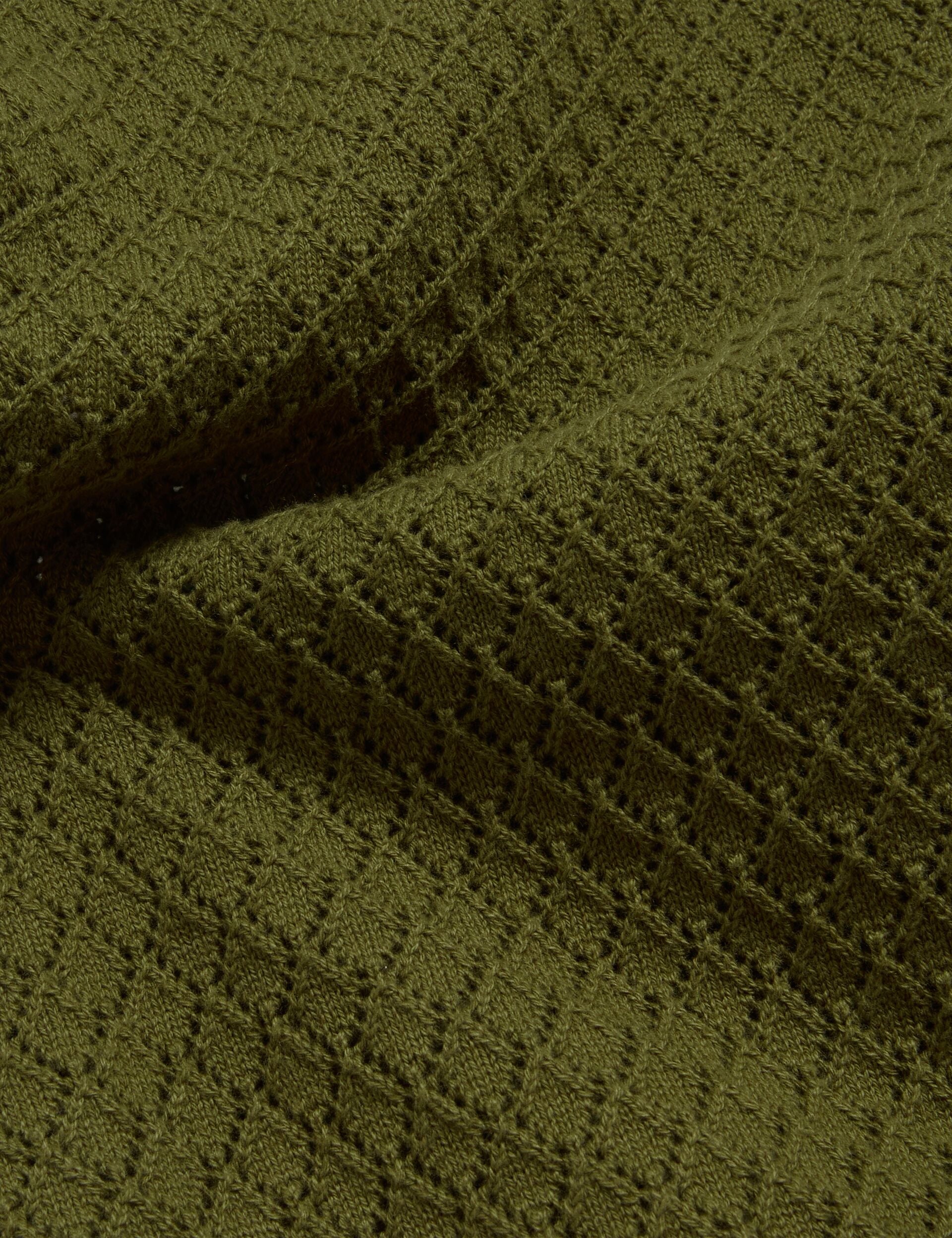 Ted Baker DOMATI Diamond Crochet Knit Short Sleeve Shirt GREEN