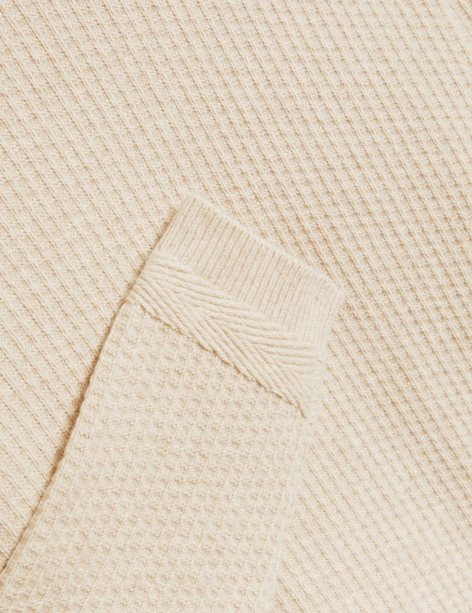 Ted Baker LEOCADI Herringbone Trim Textured Knit Sweater NATURAL