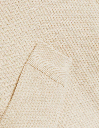 Ted Baker LEOCADI Herringbone Trim Textured Knit Sweater NATURAL