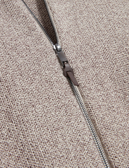 Ted Baker VARINK Twisted Yarn Knit Zip-Through Jumper TAUPE